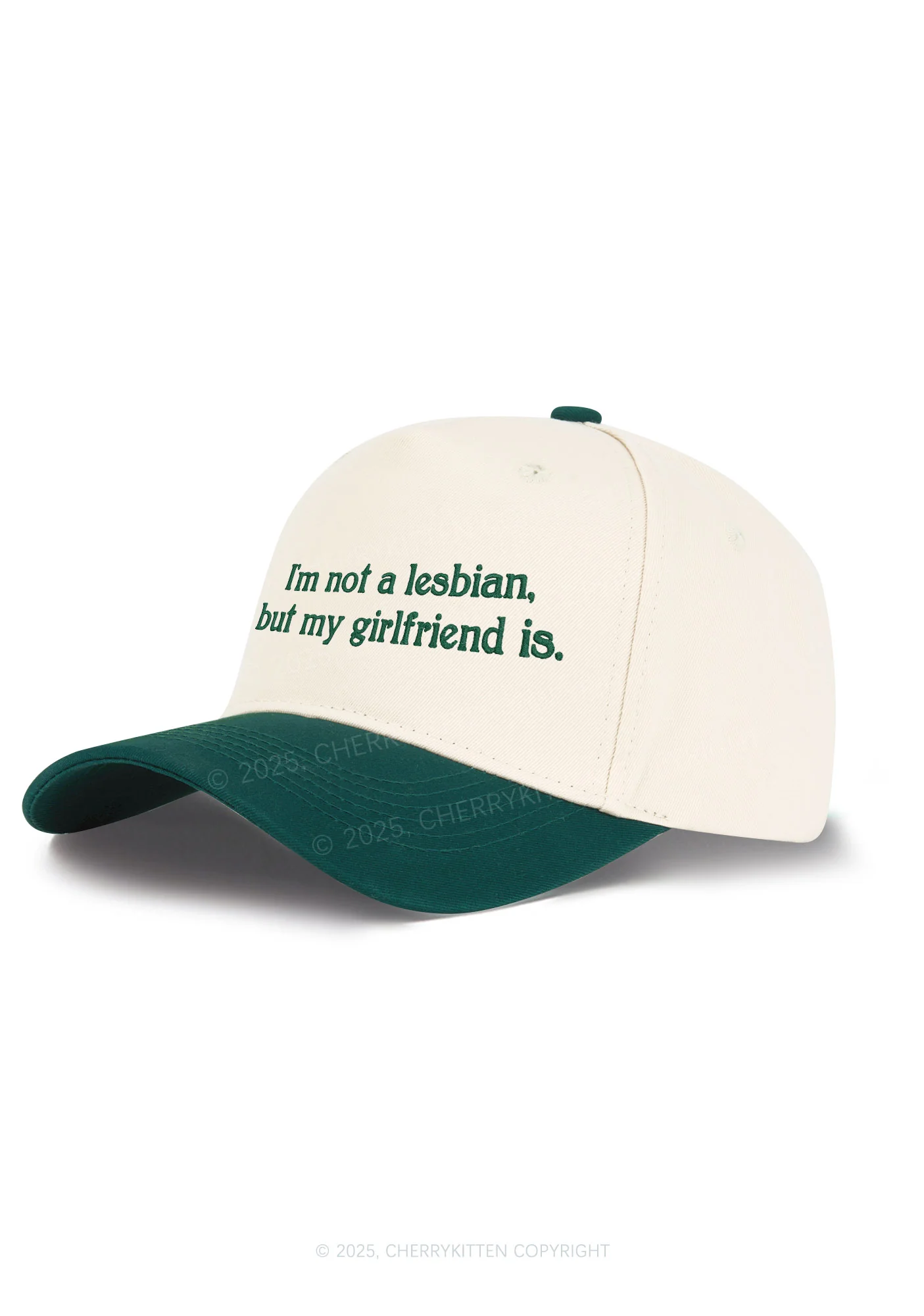 Embroidered My Girlfriend Is Lesbian Pride Y2K Color Block Baseball Cap Cherrykitten - Image 2