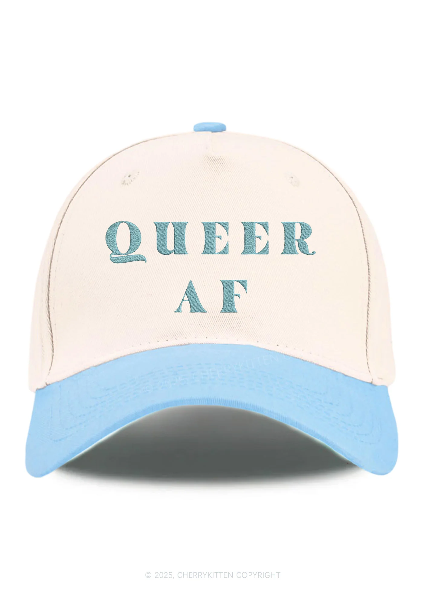 Embroidered Queer AF Pride Y2K Color Block Baseball Cap Cherrykitten