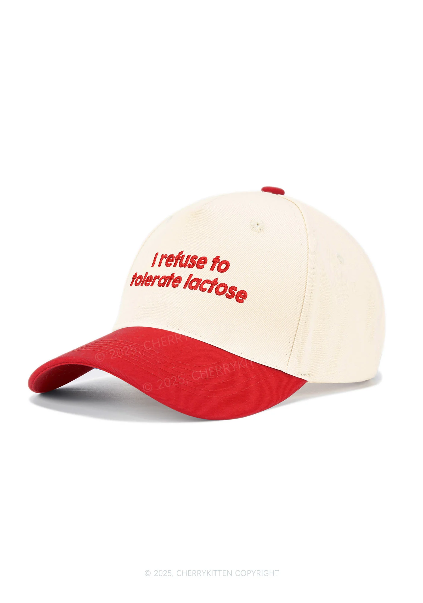 Embroidered Refuse To Tolerate Lactose Y2K Color Block Baseball Cap Cherrykitten - Image 2
