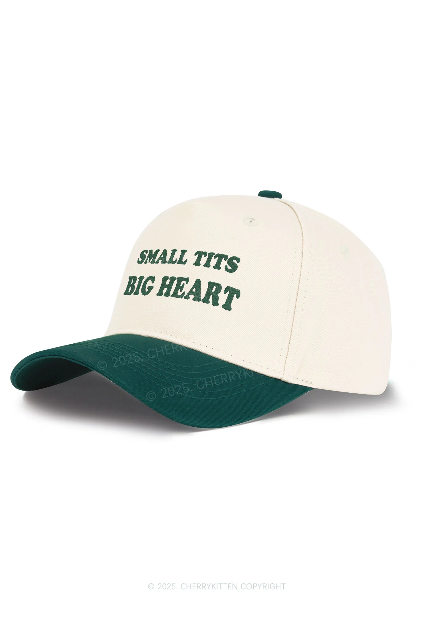 Embroidered Small But Big Heart Y2K Color Block Baseball Cap Cherrykitten - Image 2