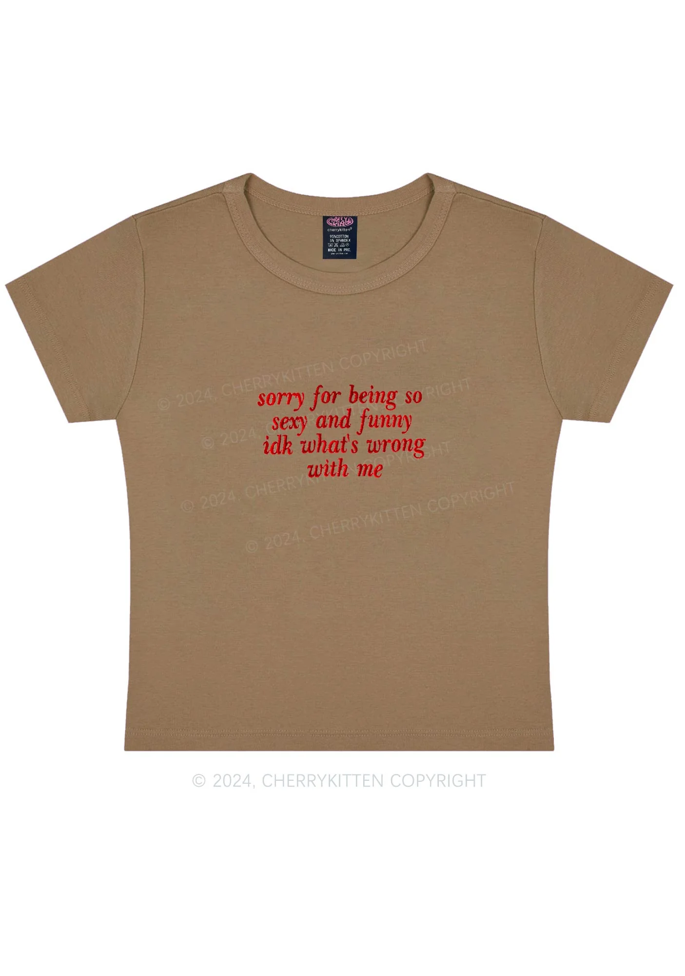 Embroidered Sorry For Being So Funny Y2K Baby Tee Cherrykitten - Image 10