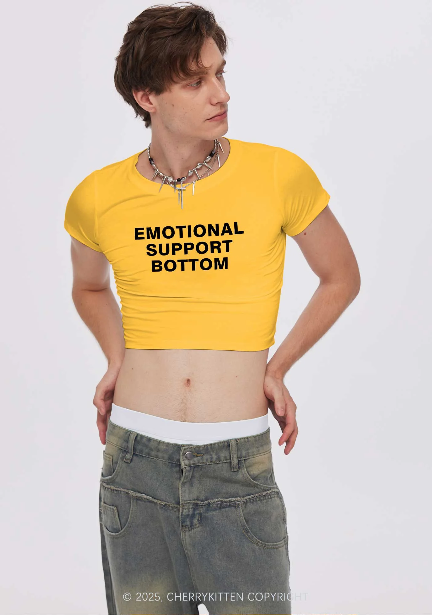 Emotional Support Bottom Pride Y2K Baby Tee Cherrykitten - Image 2
