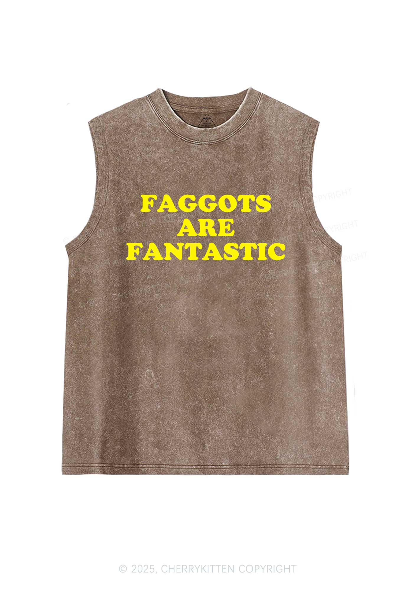 Faggots Are Fantastic Pride Y2K Washed Muscle Tank Cherrykitten - Image 5