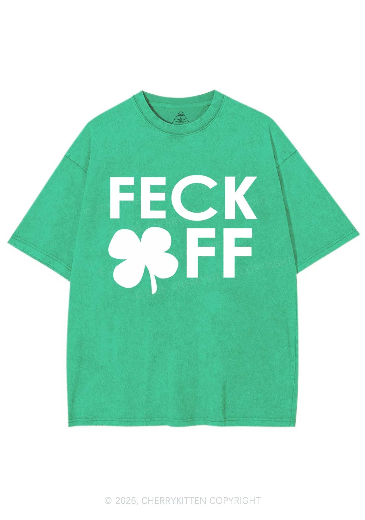 Feck Off St Patricks Y2K Washed Tee Cherrykitten