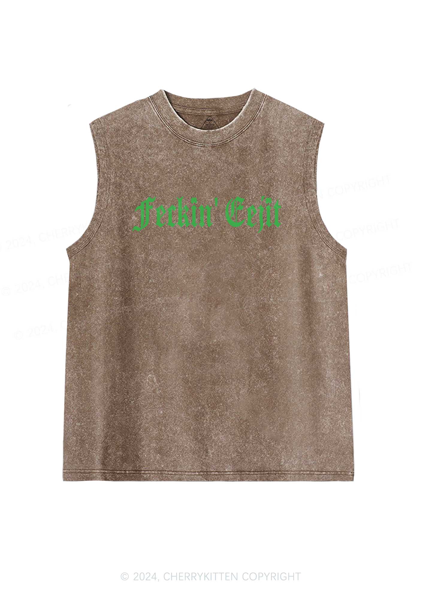 Feckin Eejit St Patricks Y2K Washed Tank Cherrykitten - Image 6