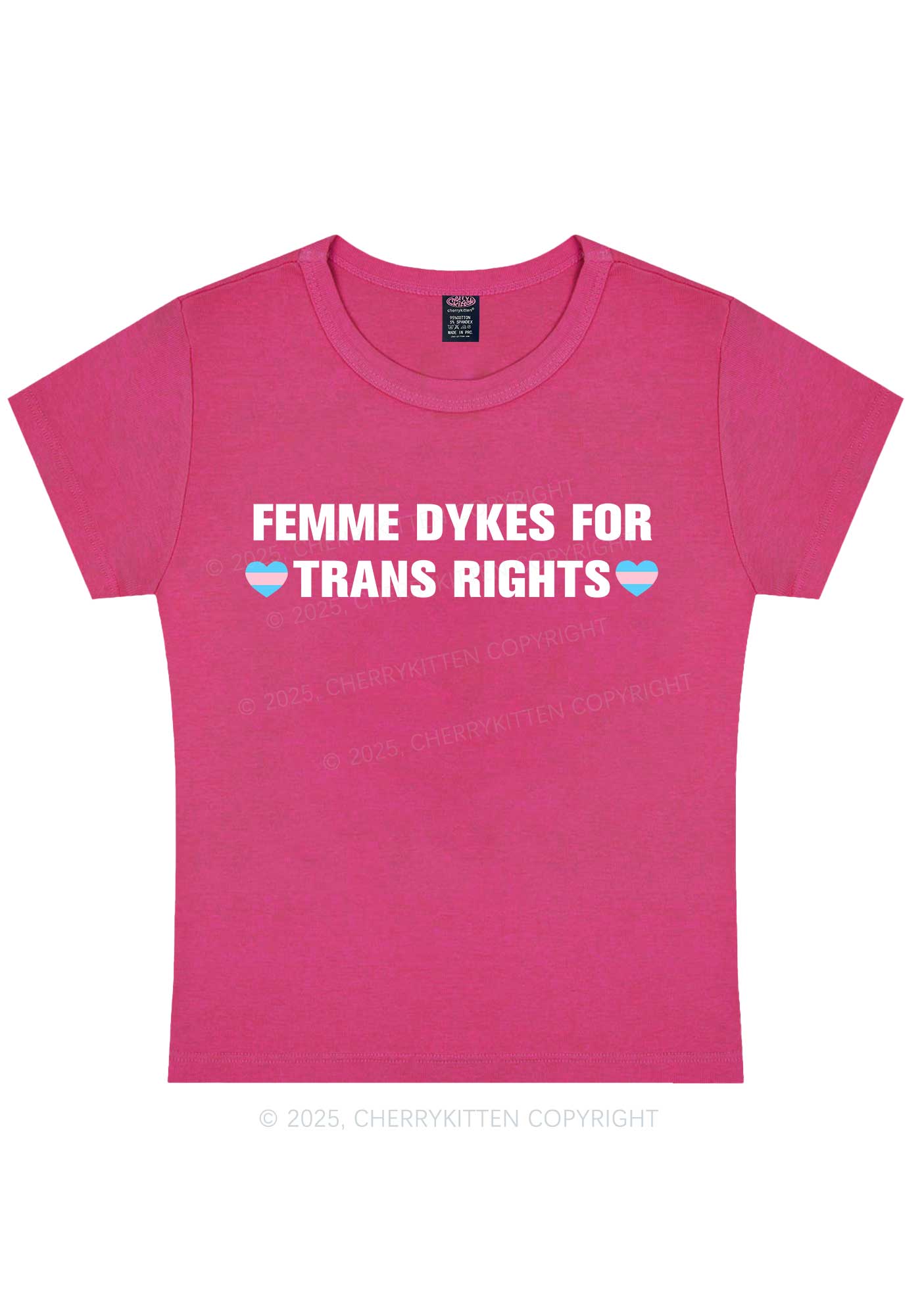 Femme Dykes For Trans Rights Y2K Baby Tee Cherrykitten - Image 9