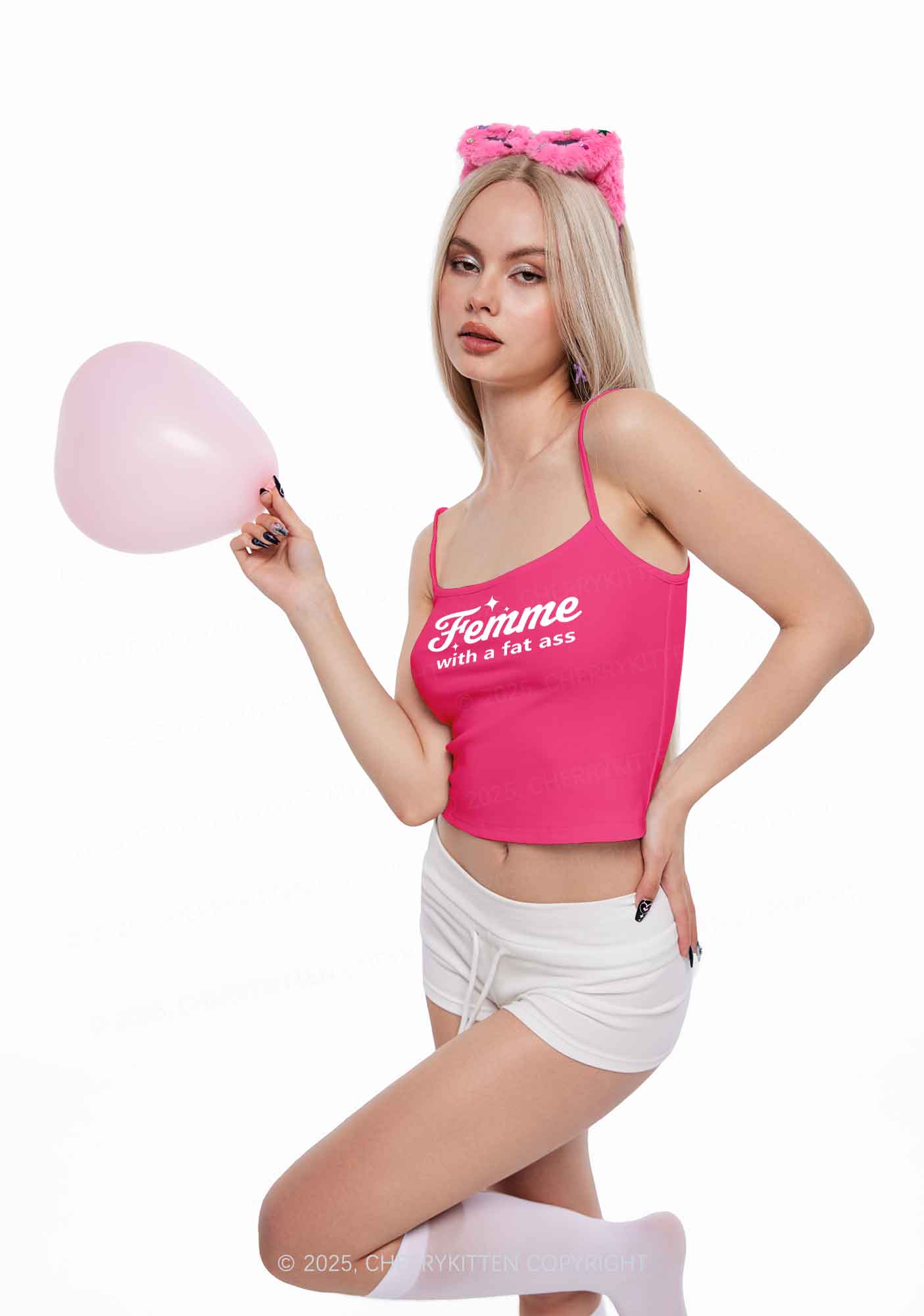 Femme With Fat Axx Pride Y2K Spaghetti Strap Cami Cherrykitten - Image 2