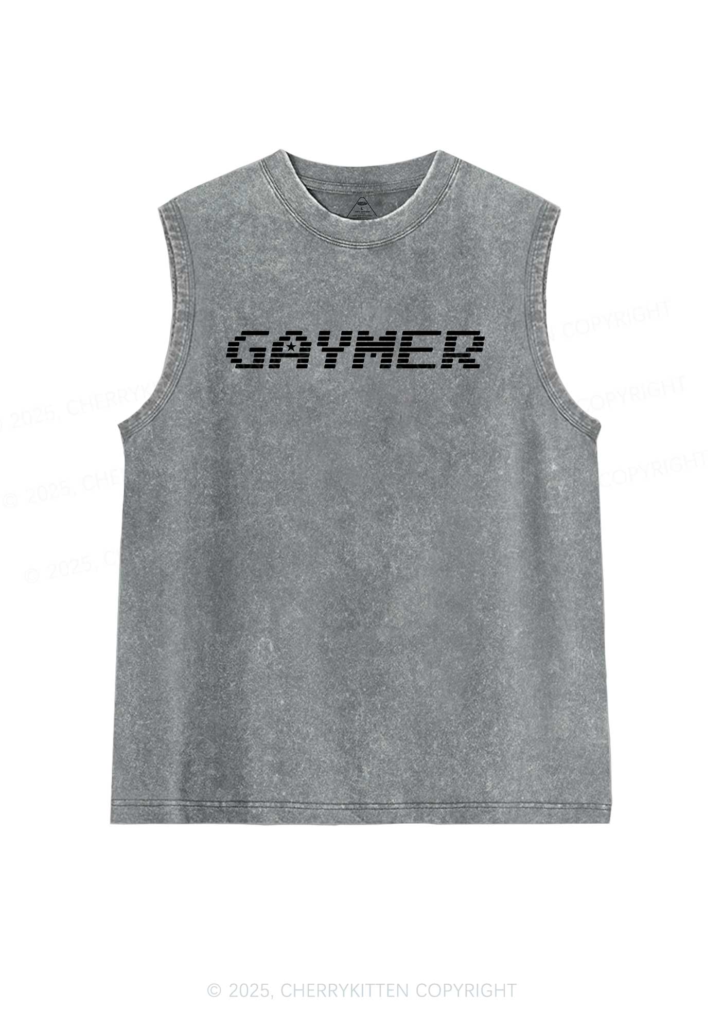 Gaymer Pride Y2K Washed Muscle Tank Cherrykitten - Image 6