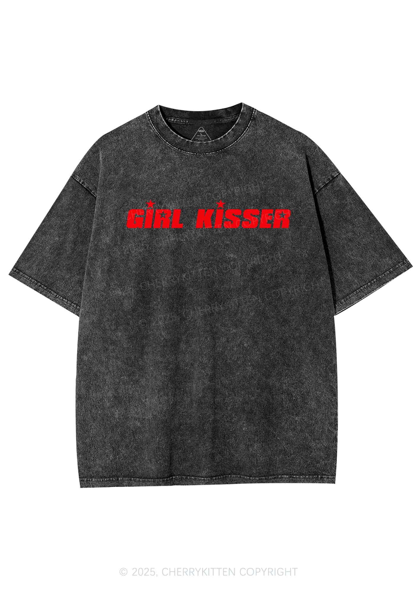 Girl Kisser Star Y2K Shirts Washed Tee Cherrykitten - Image 3