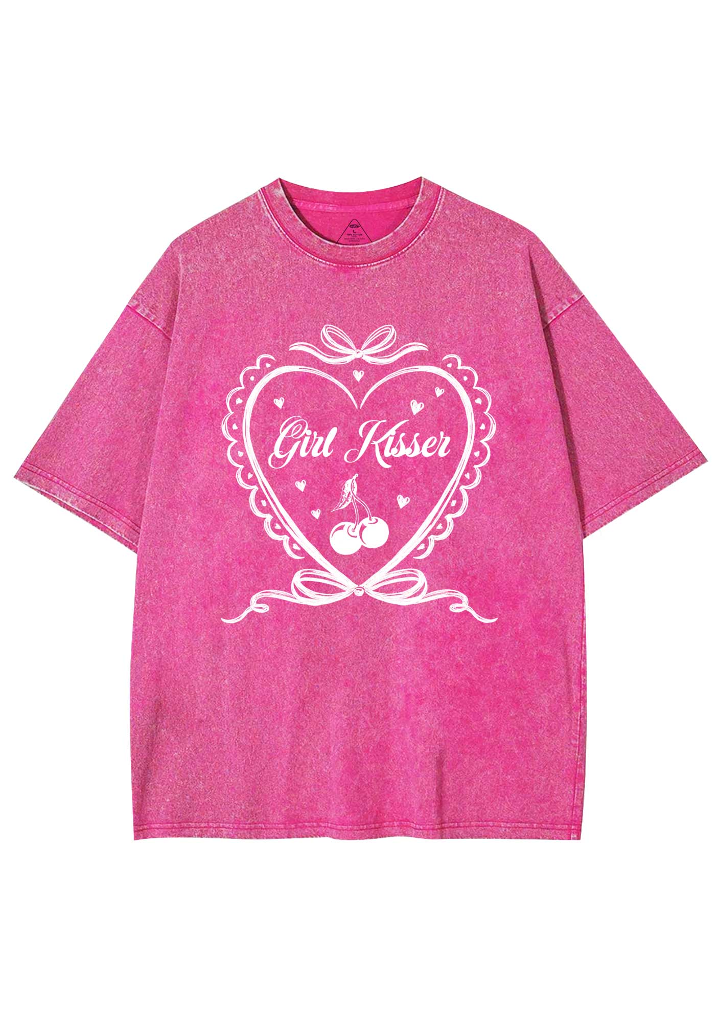 Girl Kisser Y2K Shirts Washed Tee Cherrykitten - Image 4