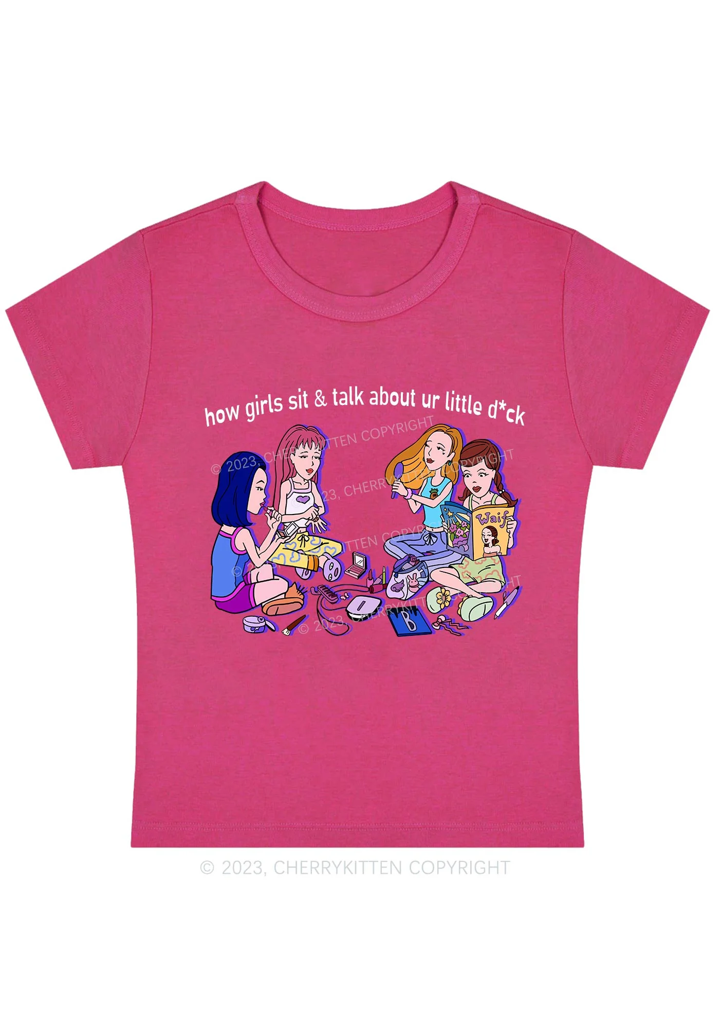 Girls Sit&Talk Y2K Baby Tee Cherrykitten - Image 5