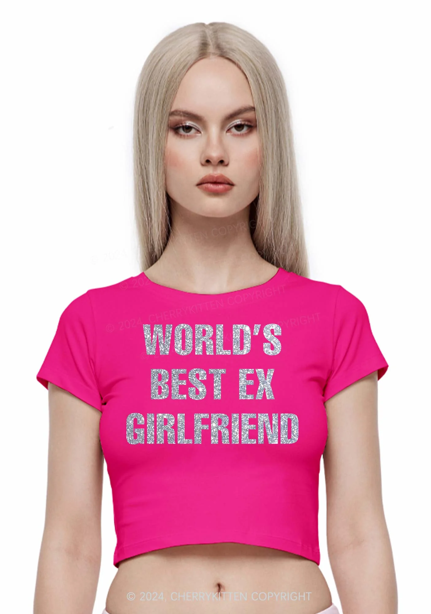 Glitter Best Ex Girlfriend Y2K Baby Tee Cherrykitten - Image 3