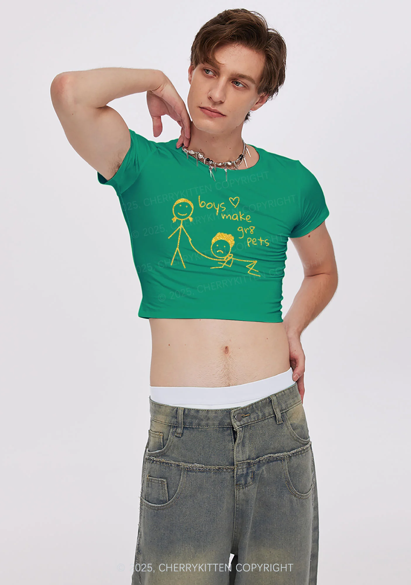 Glitter Boys Make Gr8 Pets Y2K Baby Tee Cherrykitten - Image 3