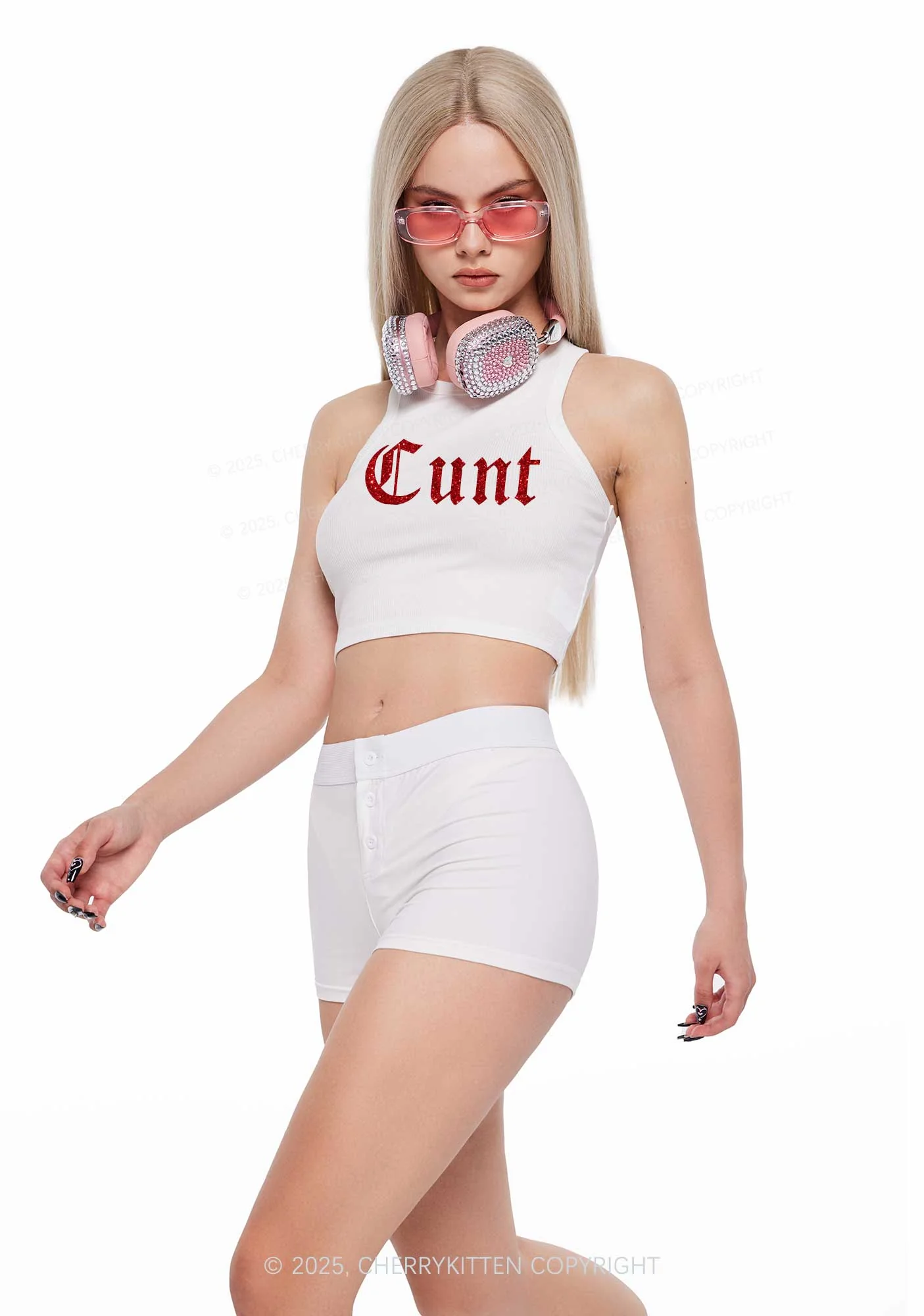 Glitter Cxxt Y2K Crop Tank Top Cherrykitten - Image 3