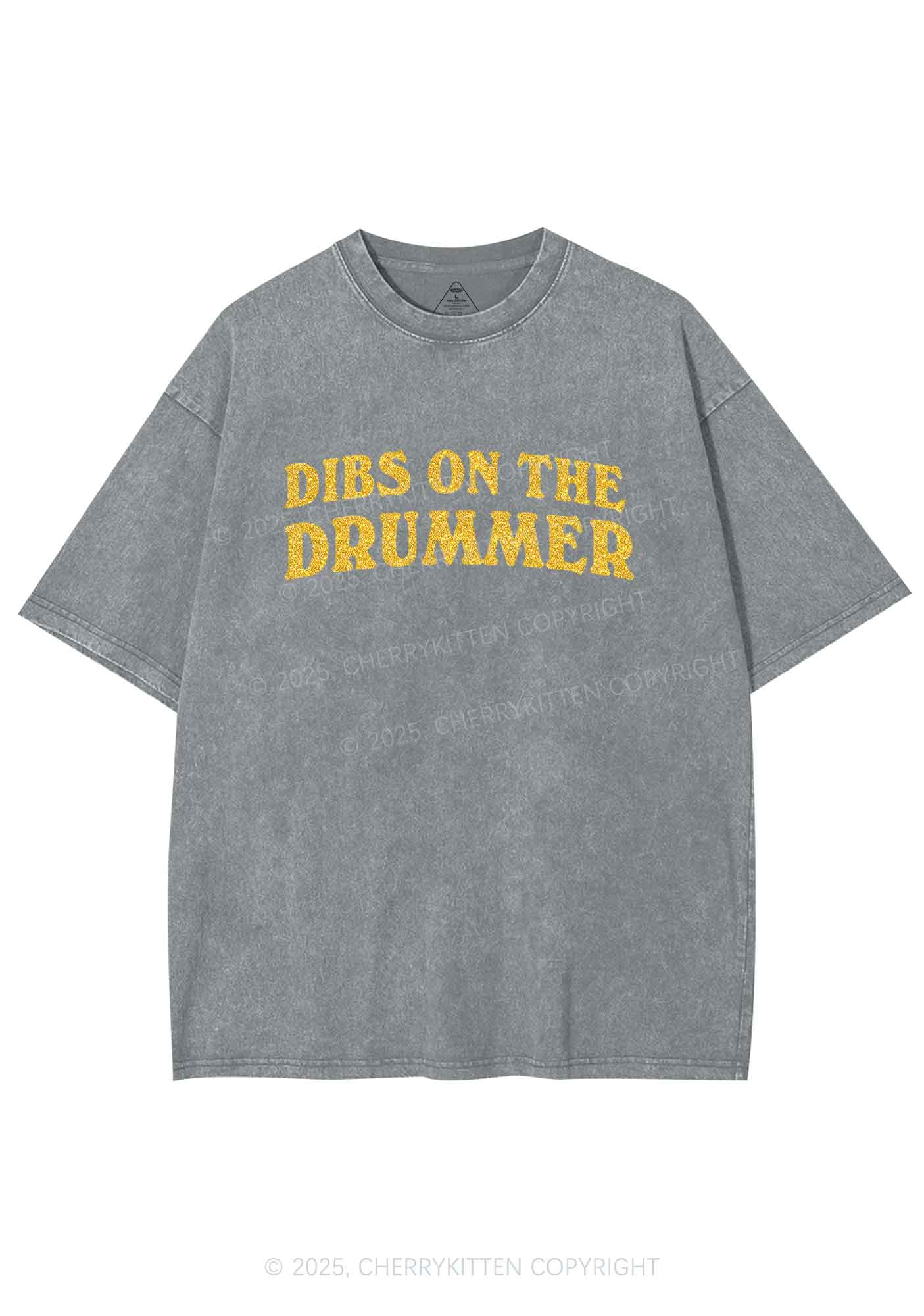 Glitter Dibs On The Drummer Y2K Shirts Washed Tee Cherrykitten - Image 8