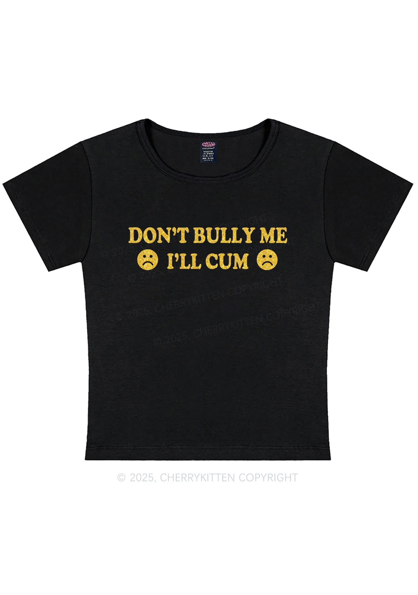 Glitter Dont Bully Me Y2K Baby Tee Cherrykitten