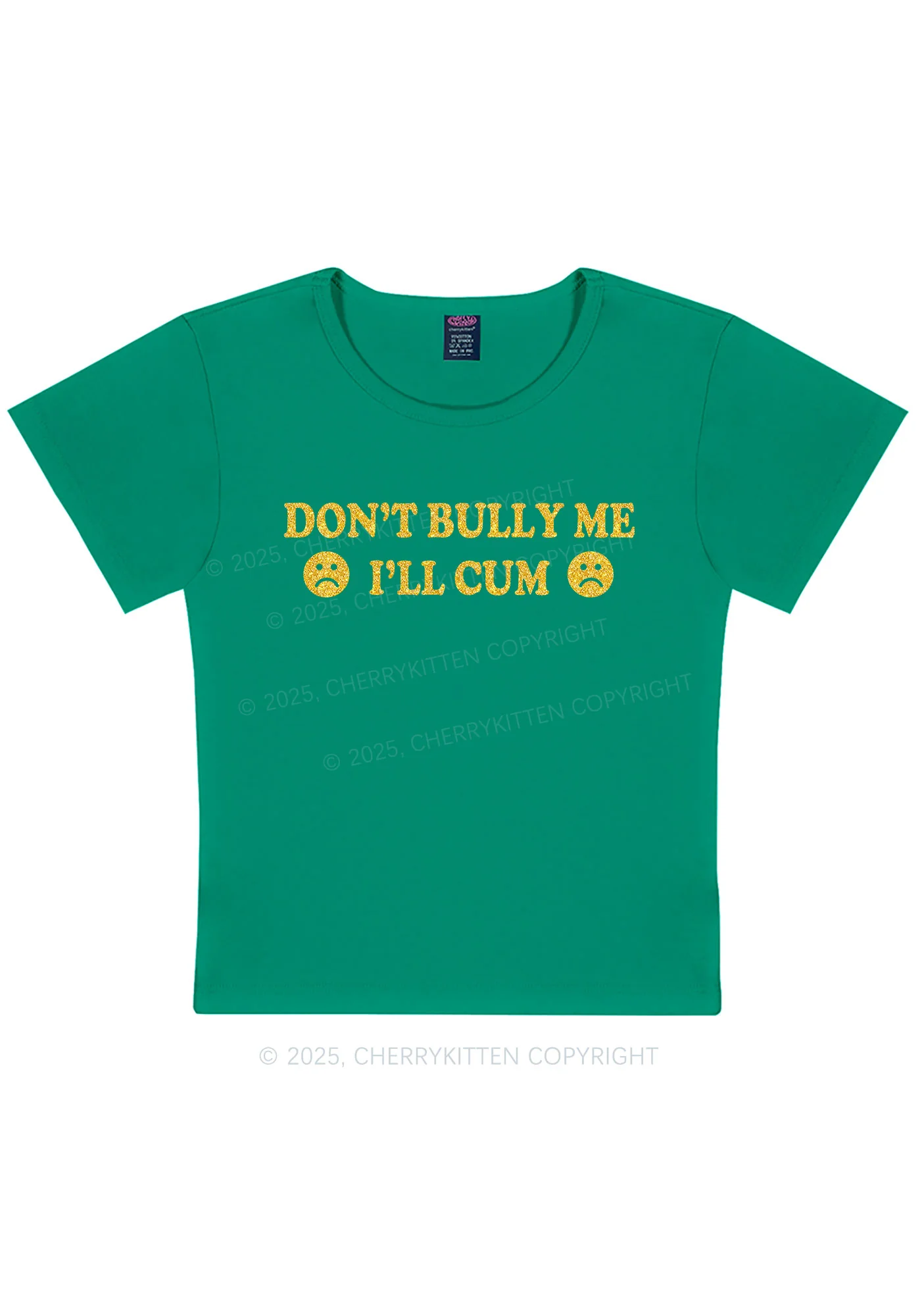 Glitter Dont Bully Me Y2K Baby Tee Cherrykitten - Image 12