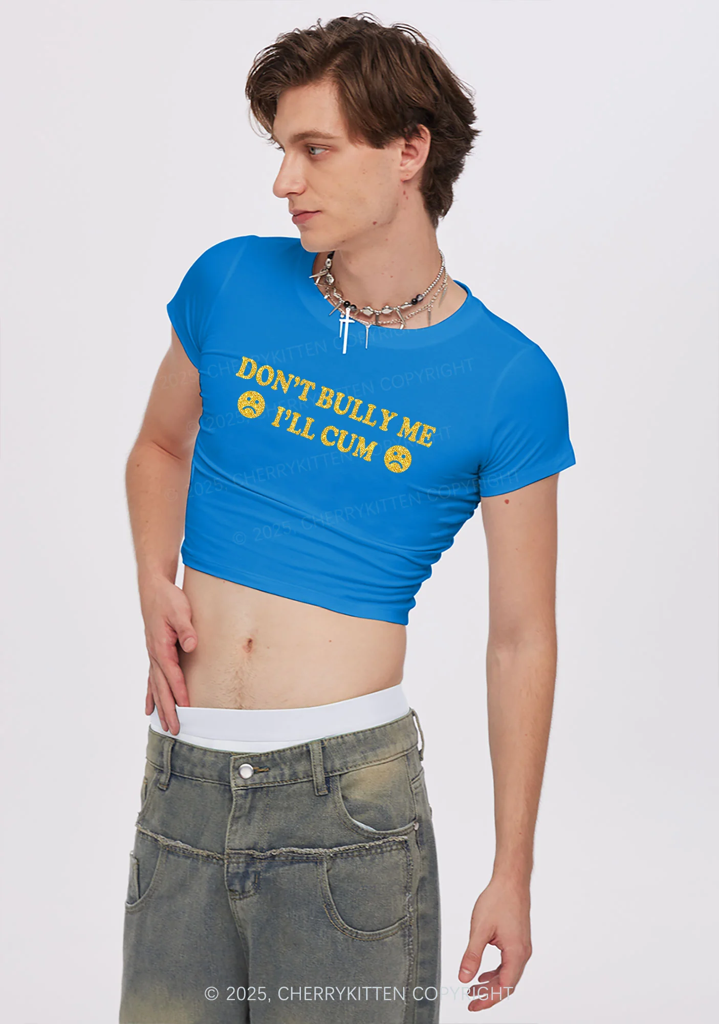 Glitter Dont Bully Me Y2K Baby Tee Cherrykitten - Image 3
