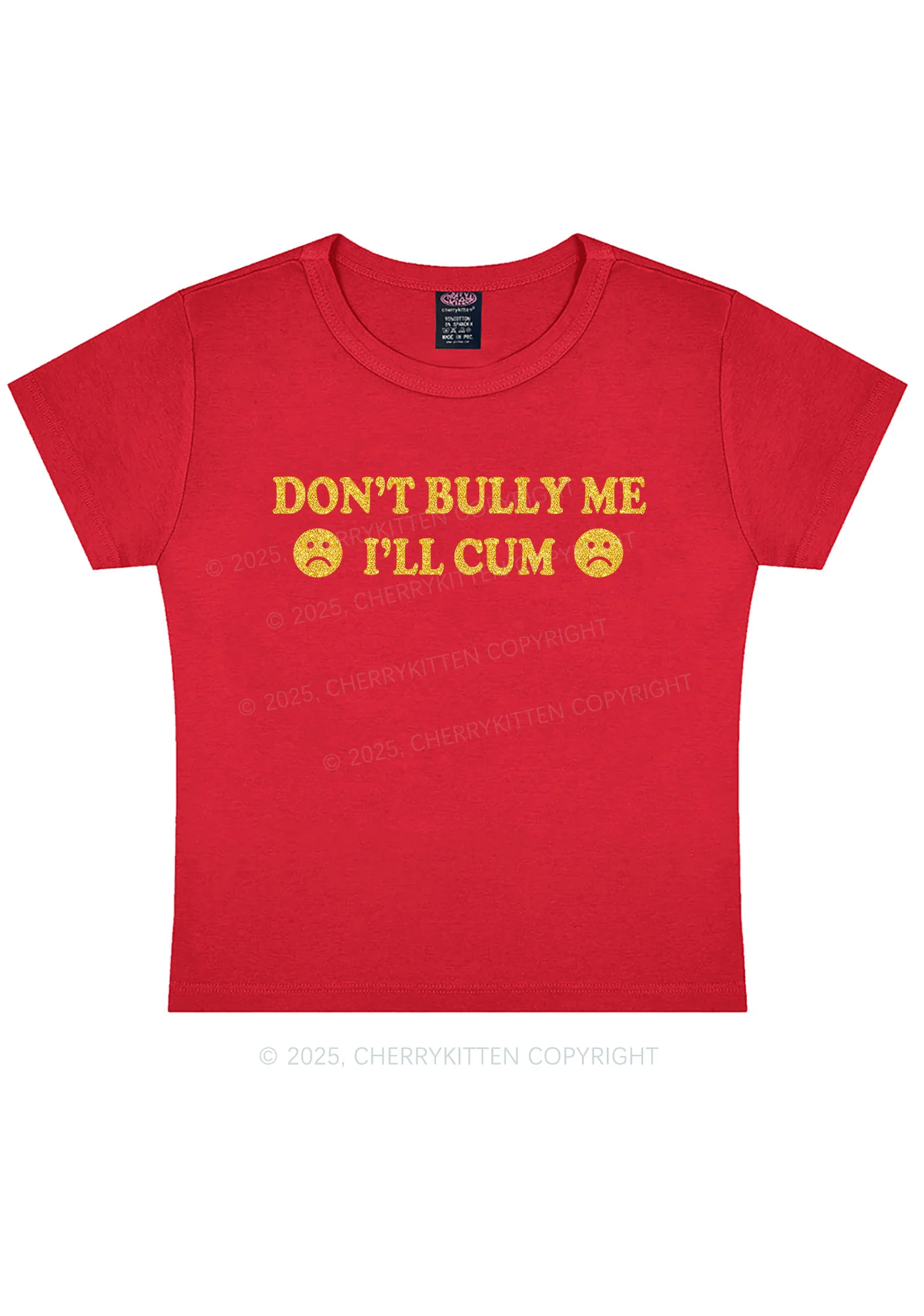 Glitter Dont Bully Me Y2K Baby Tee Cherrykitten - Image 6