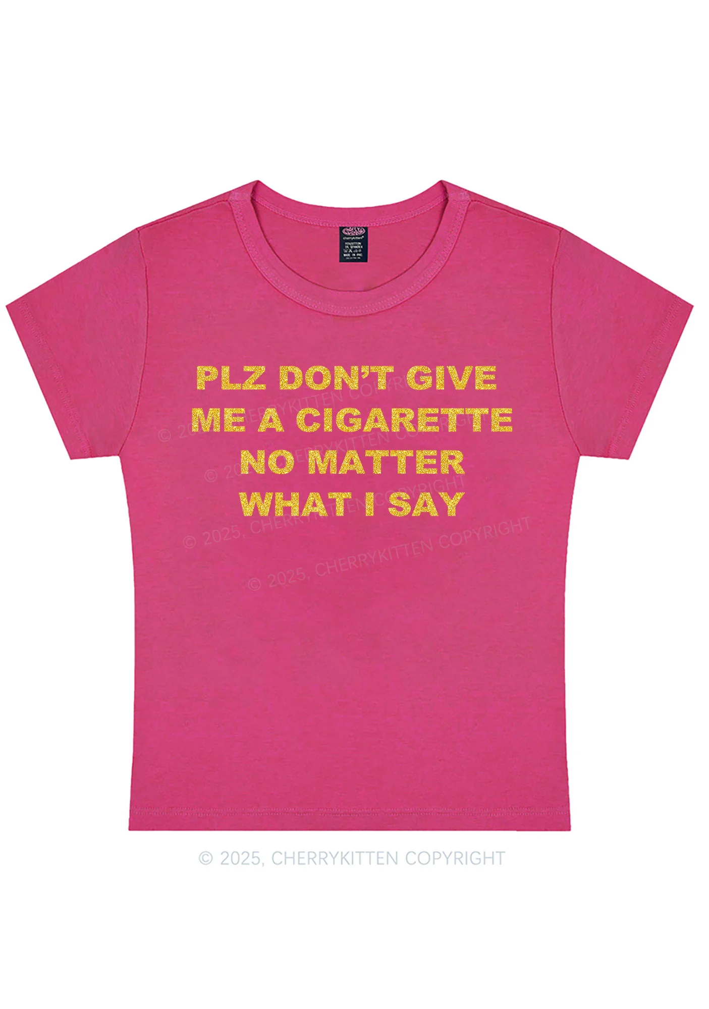 Glitter Dont Give Me Cigarette Y2K Baby Tee Cherrykitten