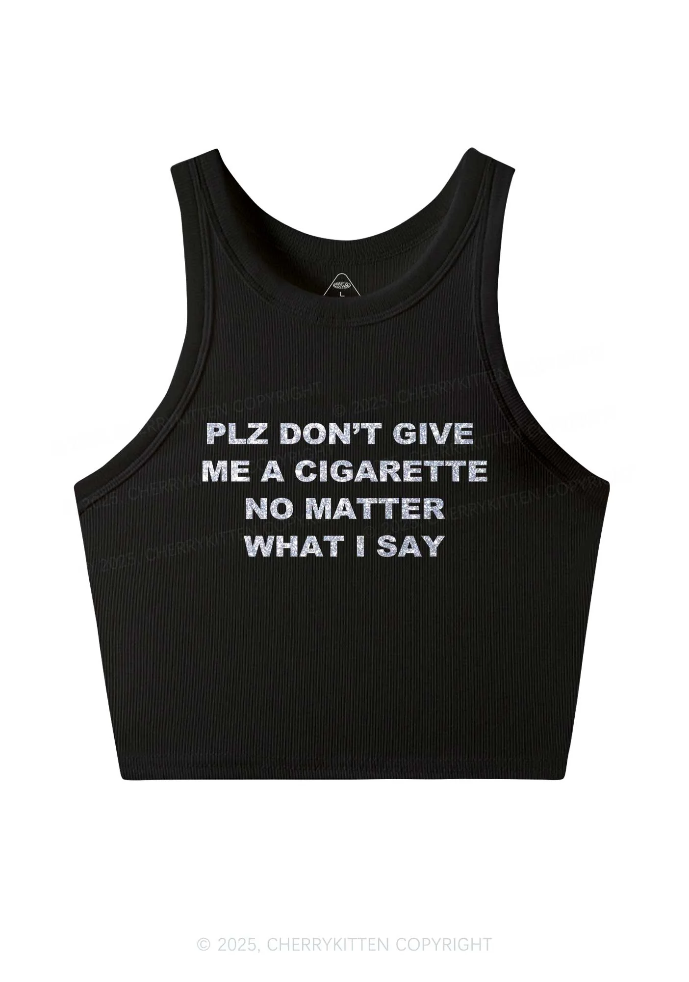 Glitter Dont Give Me Cigarette Y2K Crop Tank Top Cherrykitten
