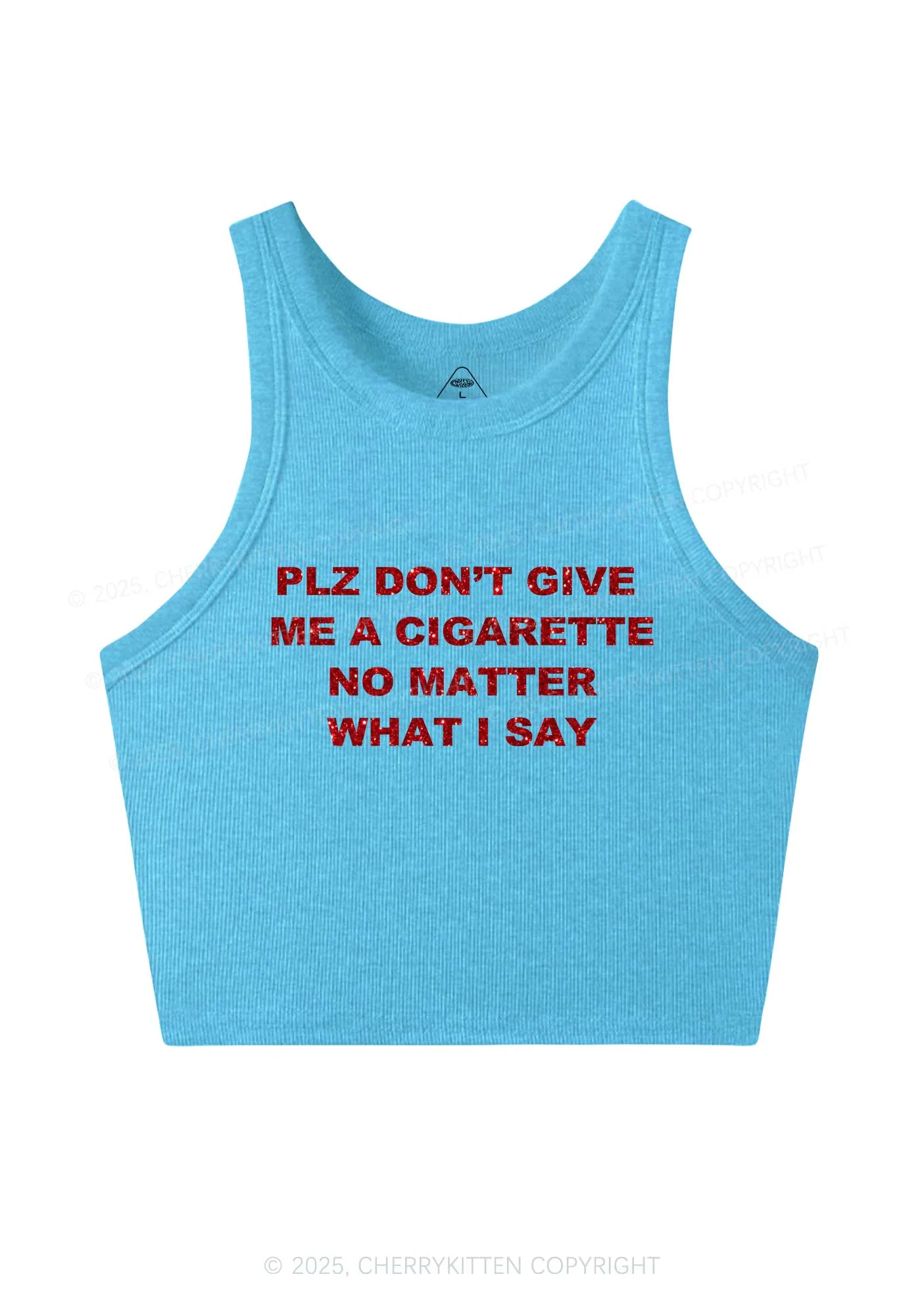 Glitter Dont Give Me Cigarette Y2K Crop Tank Top Cherrykitten - Image 5