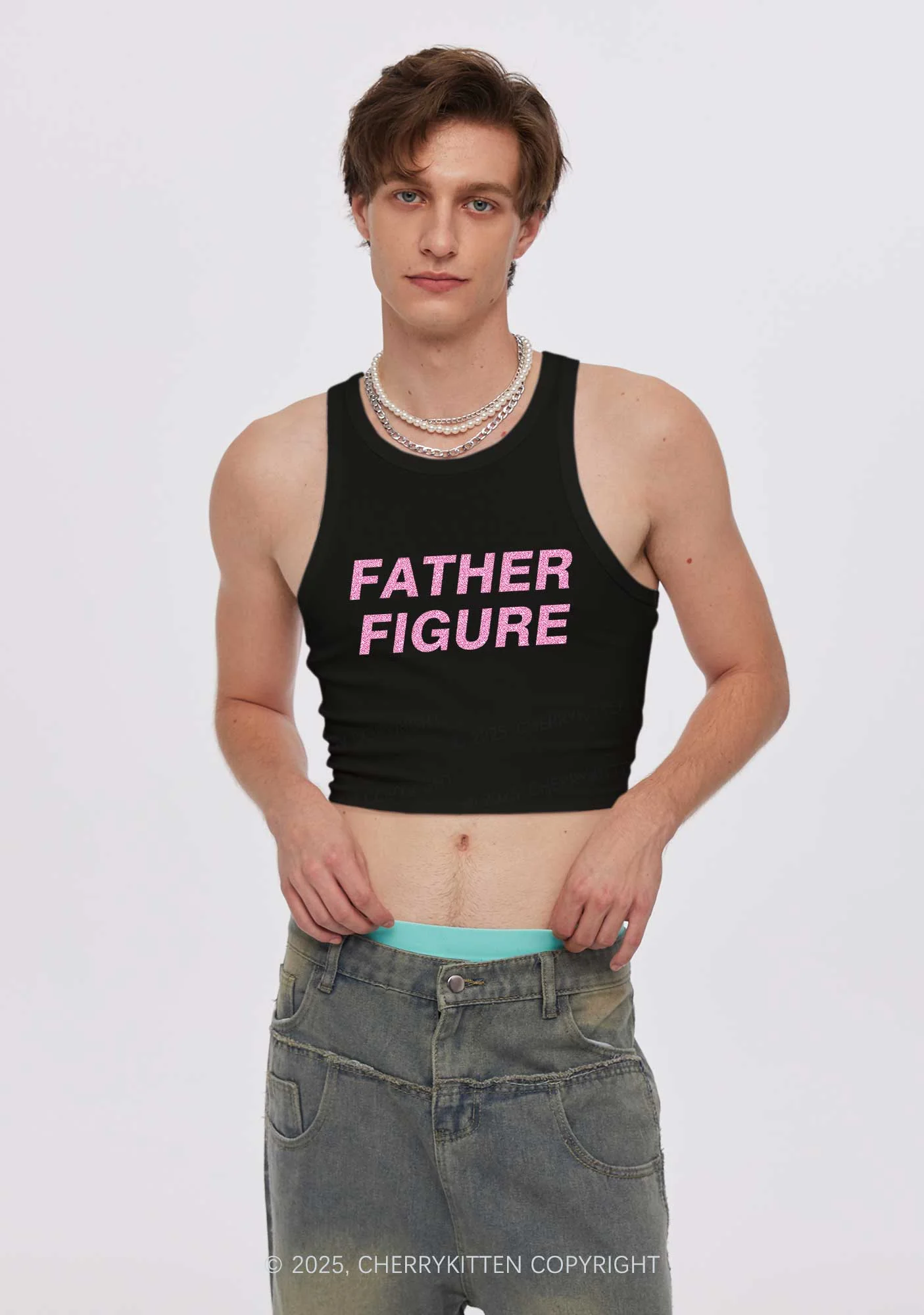 Glitter Father Figure Y2K Crop Tank Top Cherrykitten - Image 3