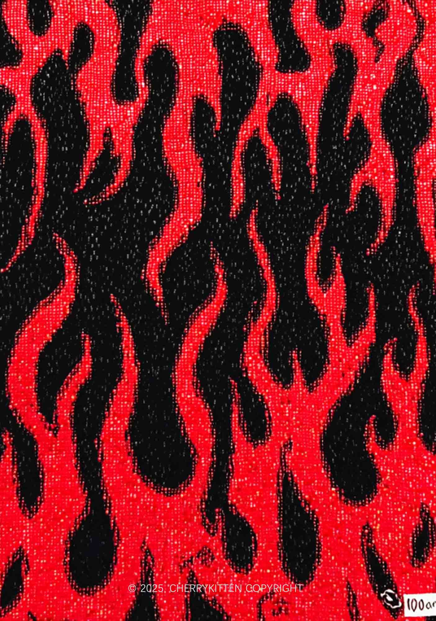 Glitter Flame Y2K Print Mini Skirt Cherrykitten - Image 5