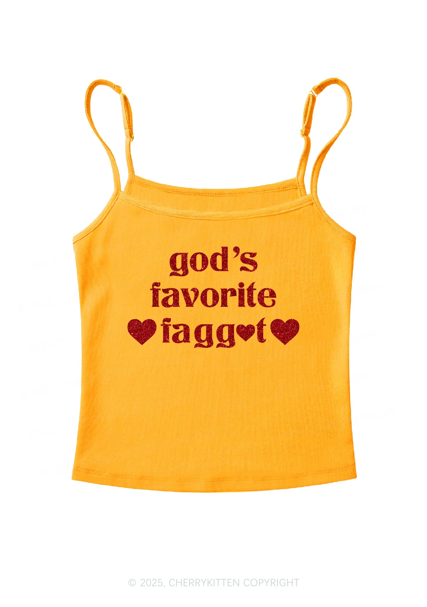 Glitter Gods Favorite Faggot Pride Y2K Spaghetti Strap Cami Cherrykitten - Image 6