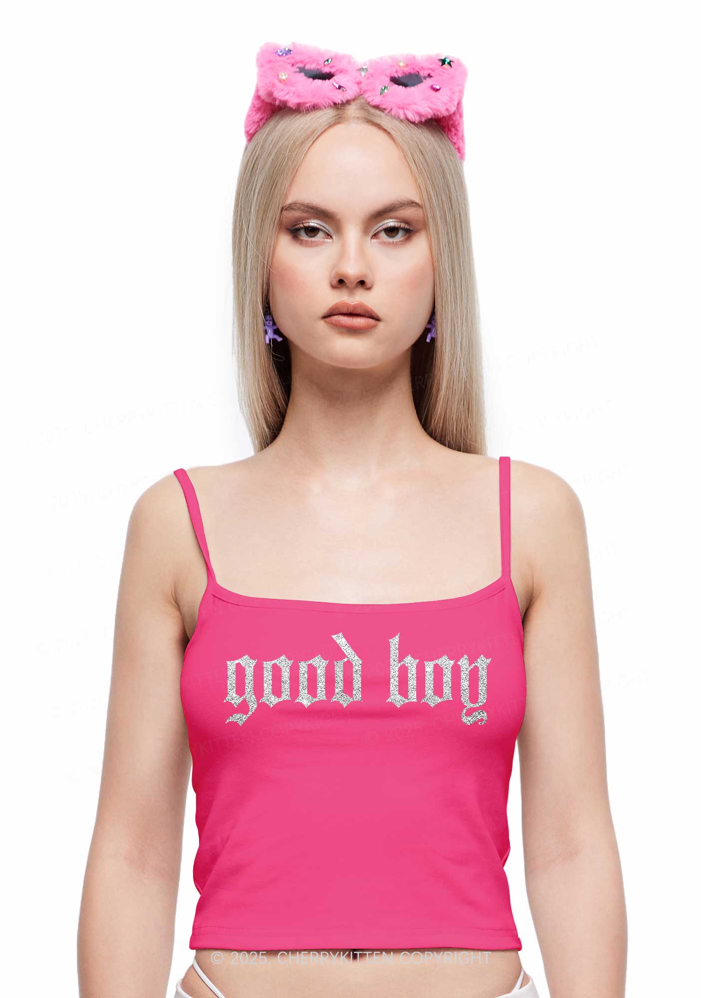 Glitter Good Boy Y2K Spaghetti Strap Cami Cherrykitten - Image 3