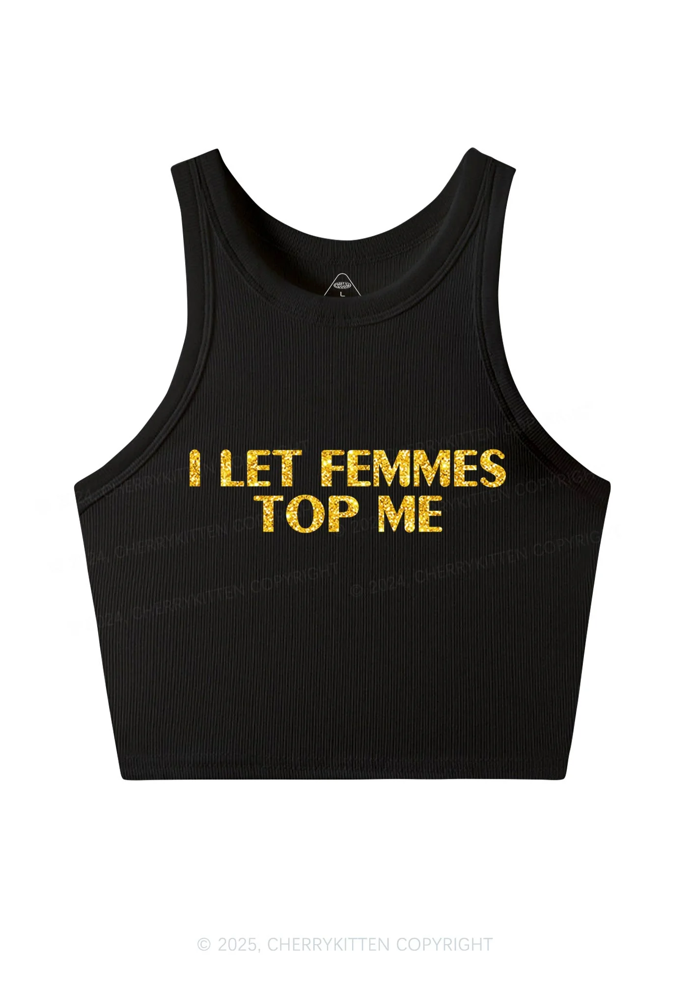 Glitter I Let Femmes Top Me Pride Y2K Crop Tank Top Cherrykitten