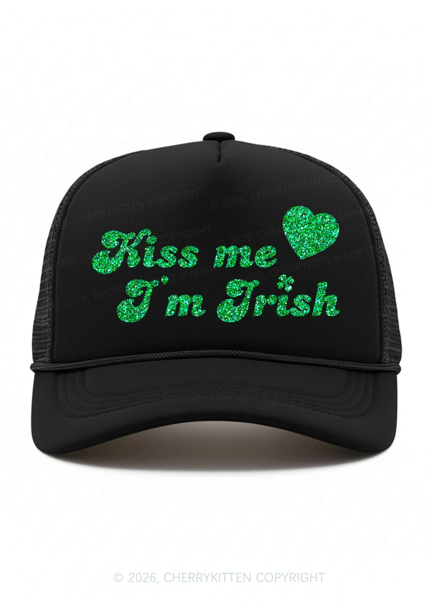 Glitter Kiss Me Im Irish St Patricks Y2K Trucker Hat Cherrykitten