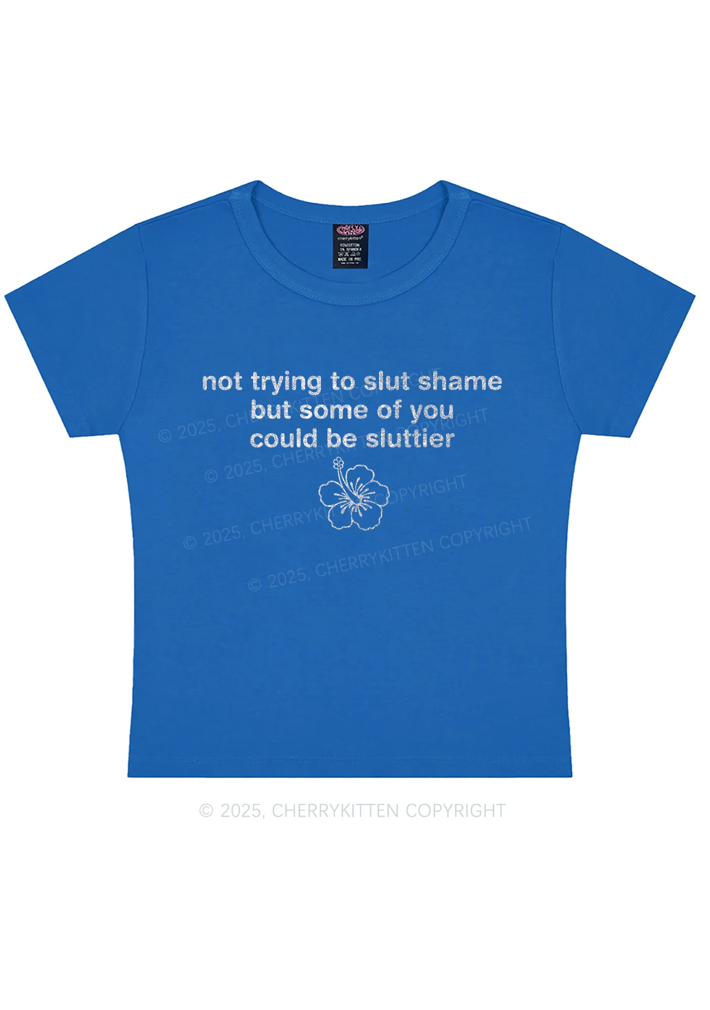 Glitter Not Trying To Slxt Shame Y2K Baby Tee Cherrykitten - Image 8