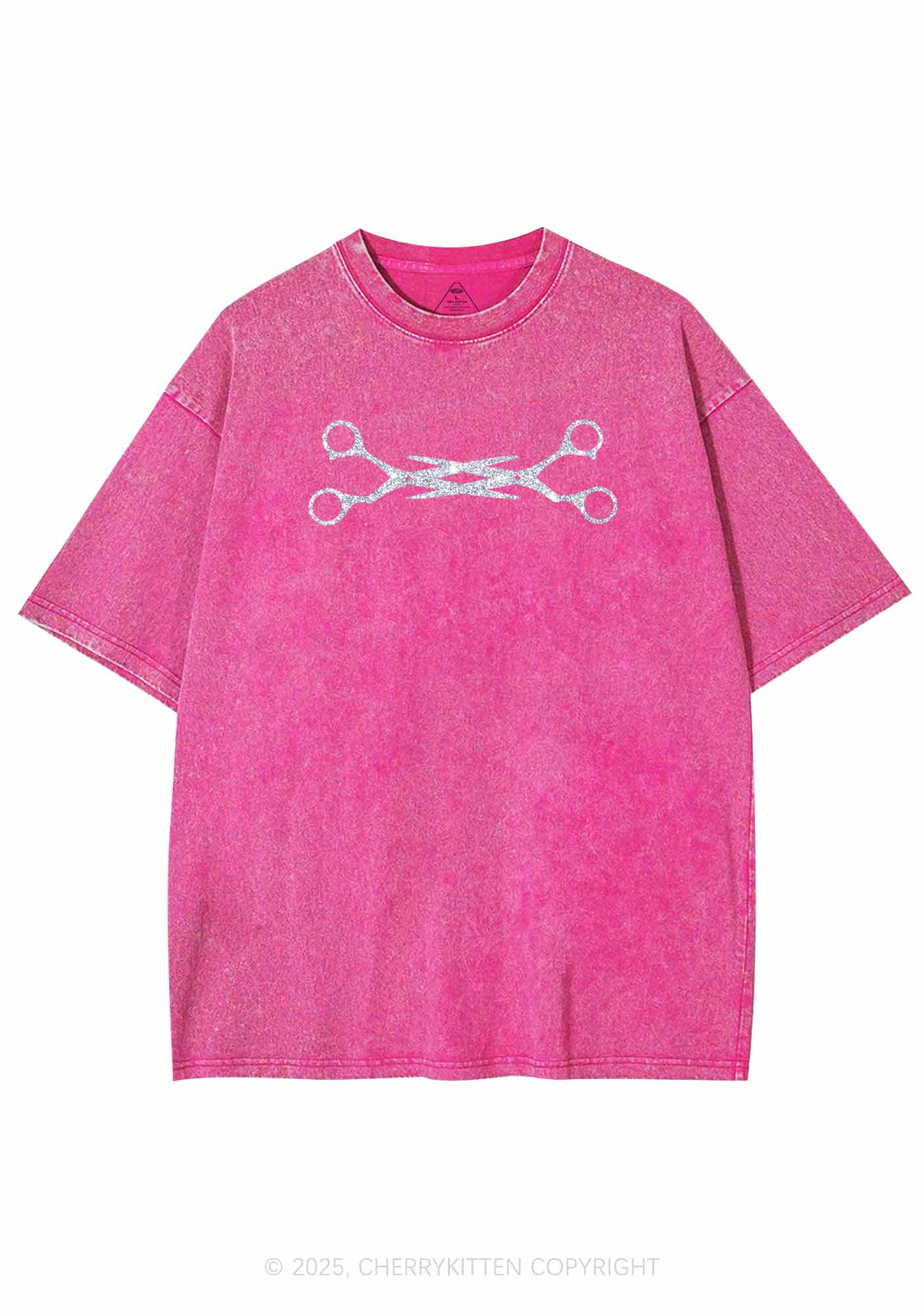 Glitter Pink Scissor Pride Y2K Shirts Washed Tee Cherrykitten