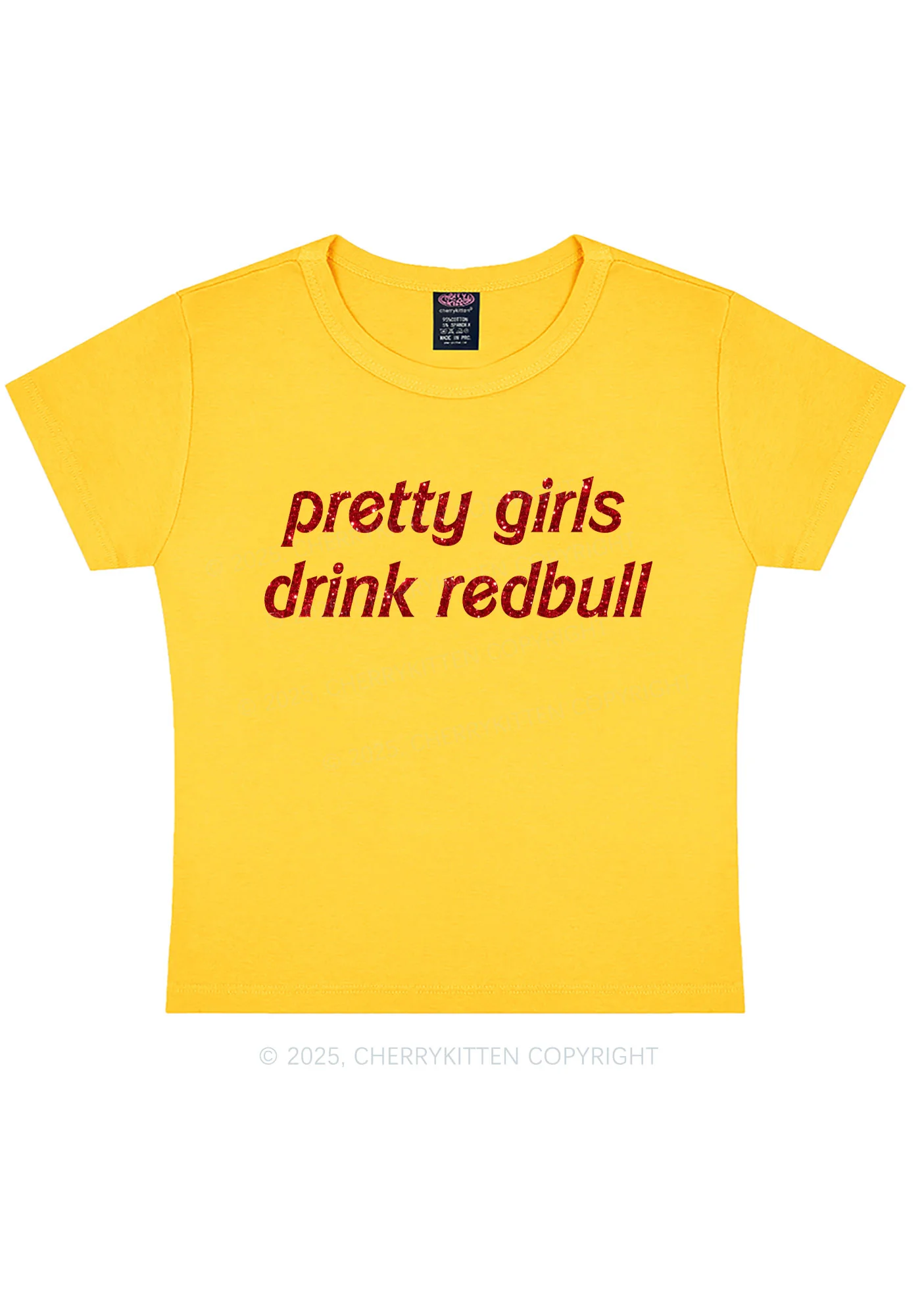 Glitter Pretty Girls Drink Red Y2K Baby Tee Cherrykitten