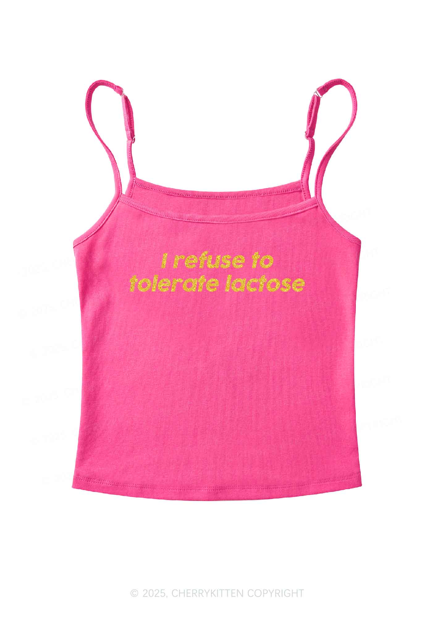 Glitter Refuse To Tolerate Lactose Y2K Spaghetti Strap Cami Cherrykitten - Image 6