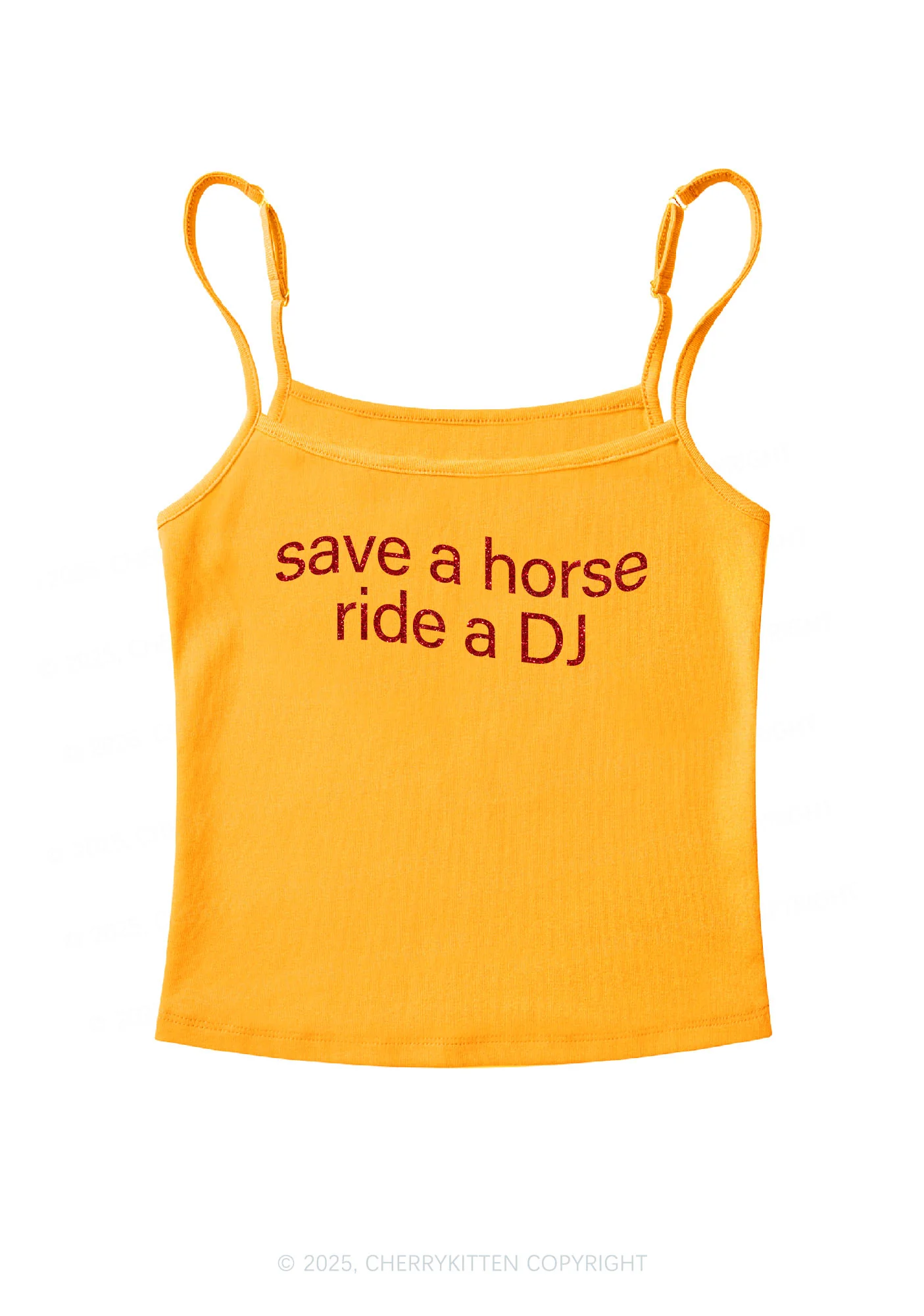 Glitter Ride A DJ Y2K Spaghetti Strap Cami Cherrykitten - Image 7