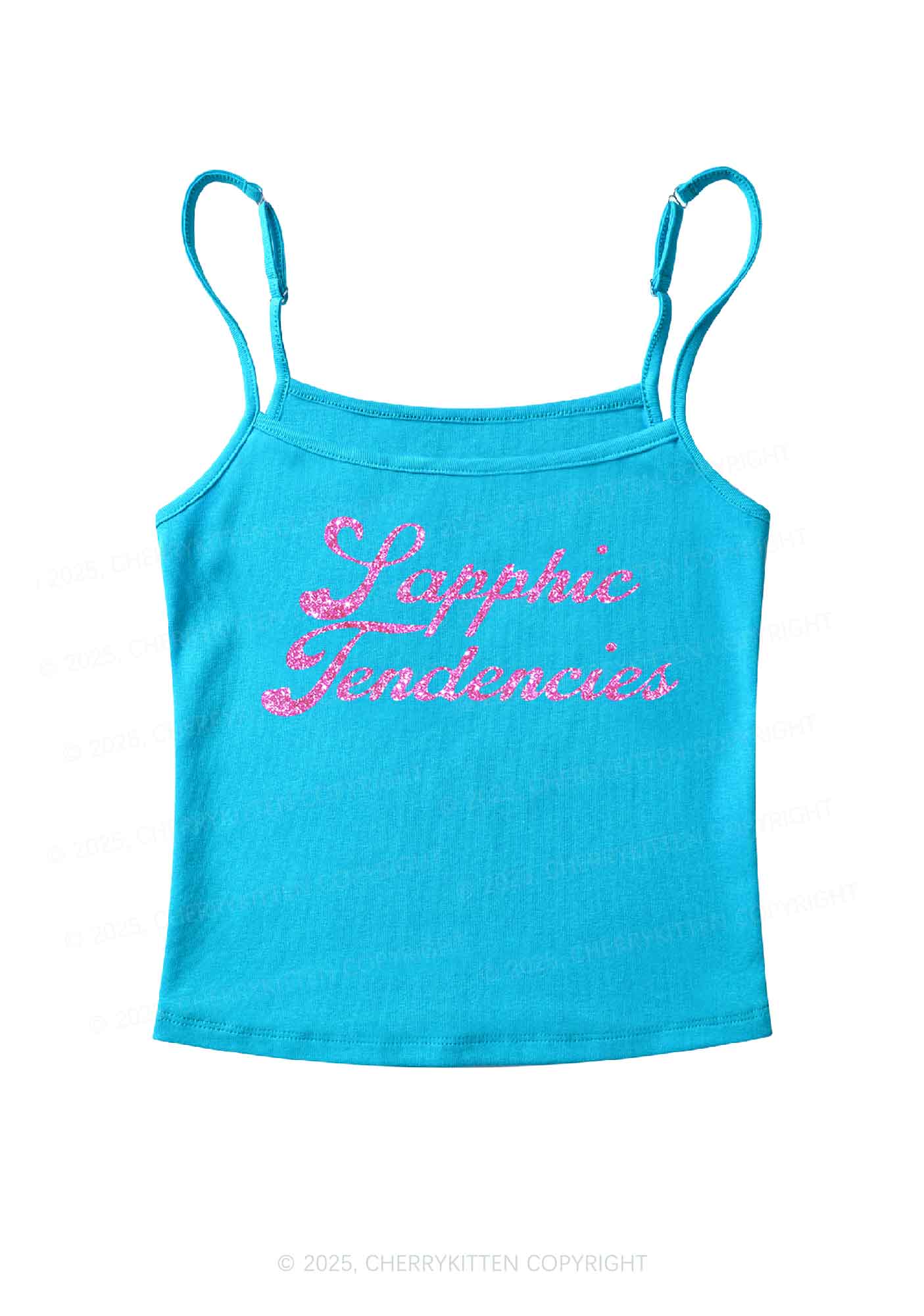 Glitter Sapphic Tendencies Pride Y2K Spaghetti Strap Cami Cherrykitten - Image 6