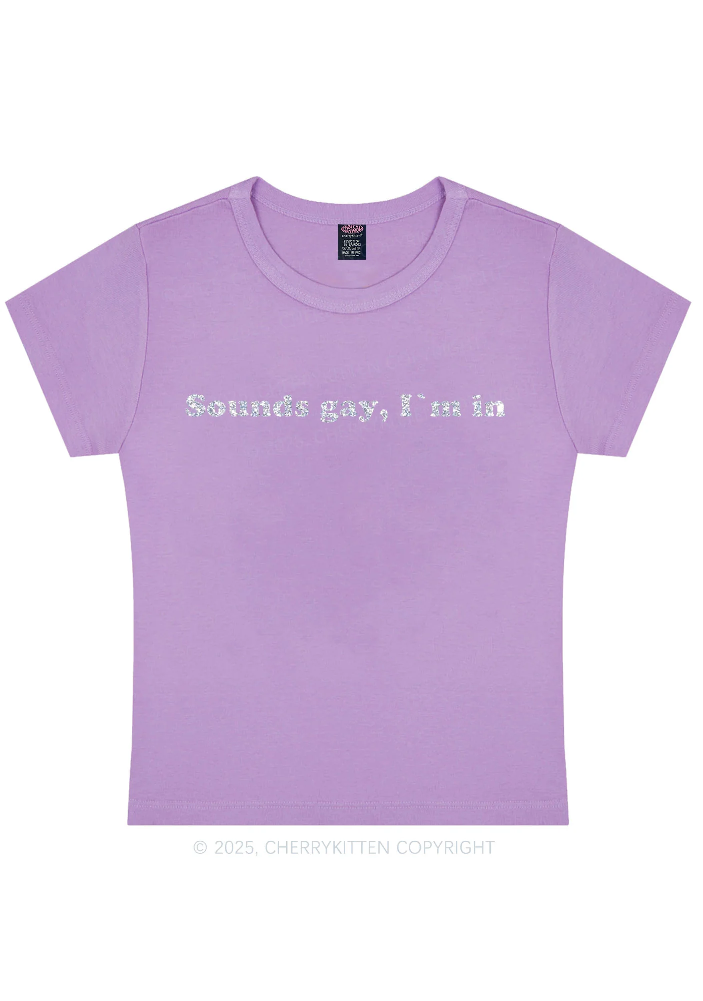 Glitter Sounds Gay Pride Y2K Baby Tee Cherrykitten - Image 7