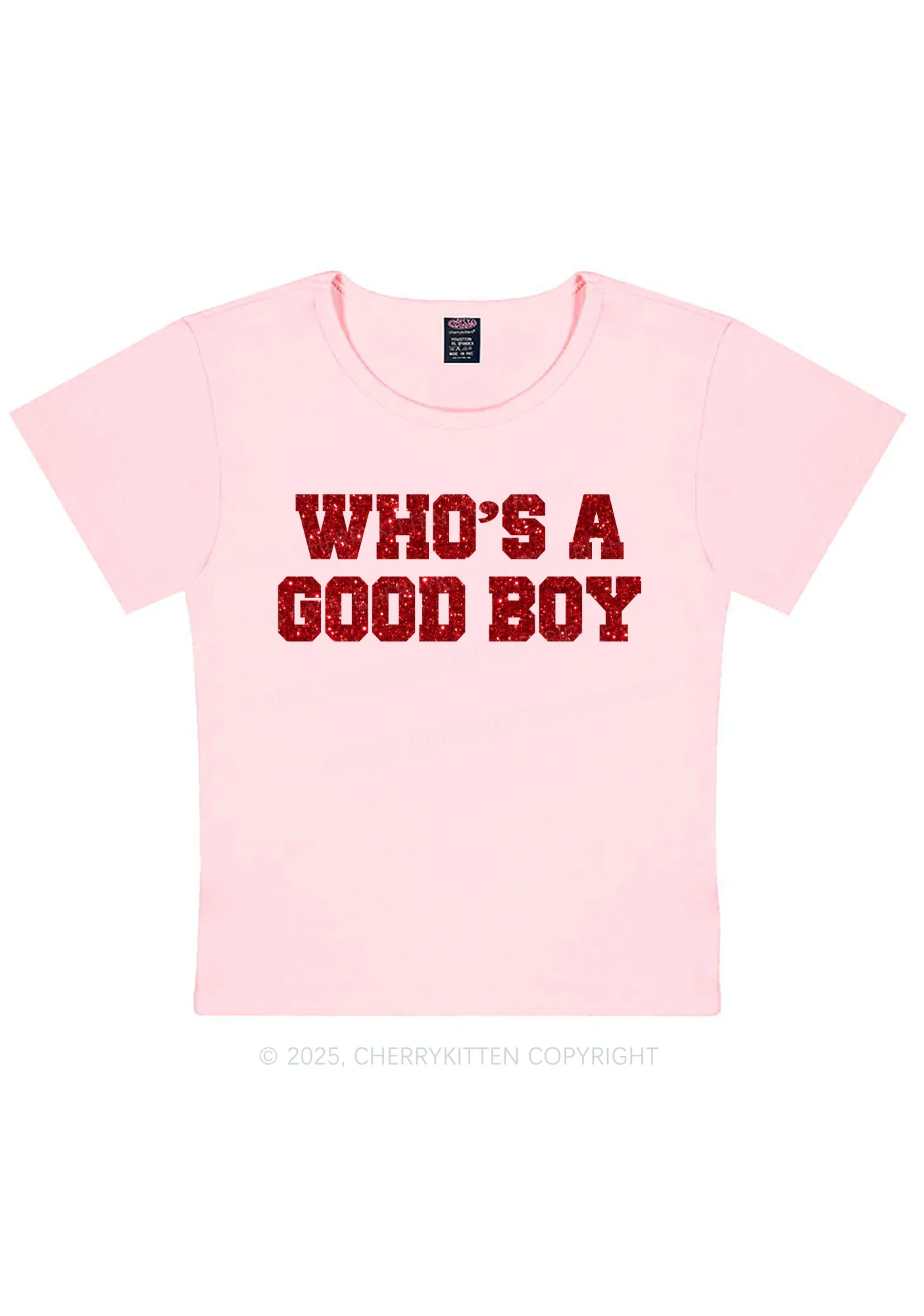 Glitter Whos A Good Boy Y2K Baby Tee Cherrykitten - Image 12
