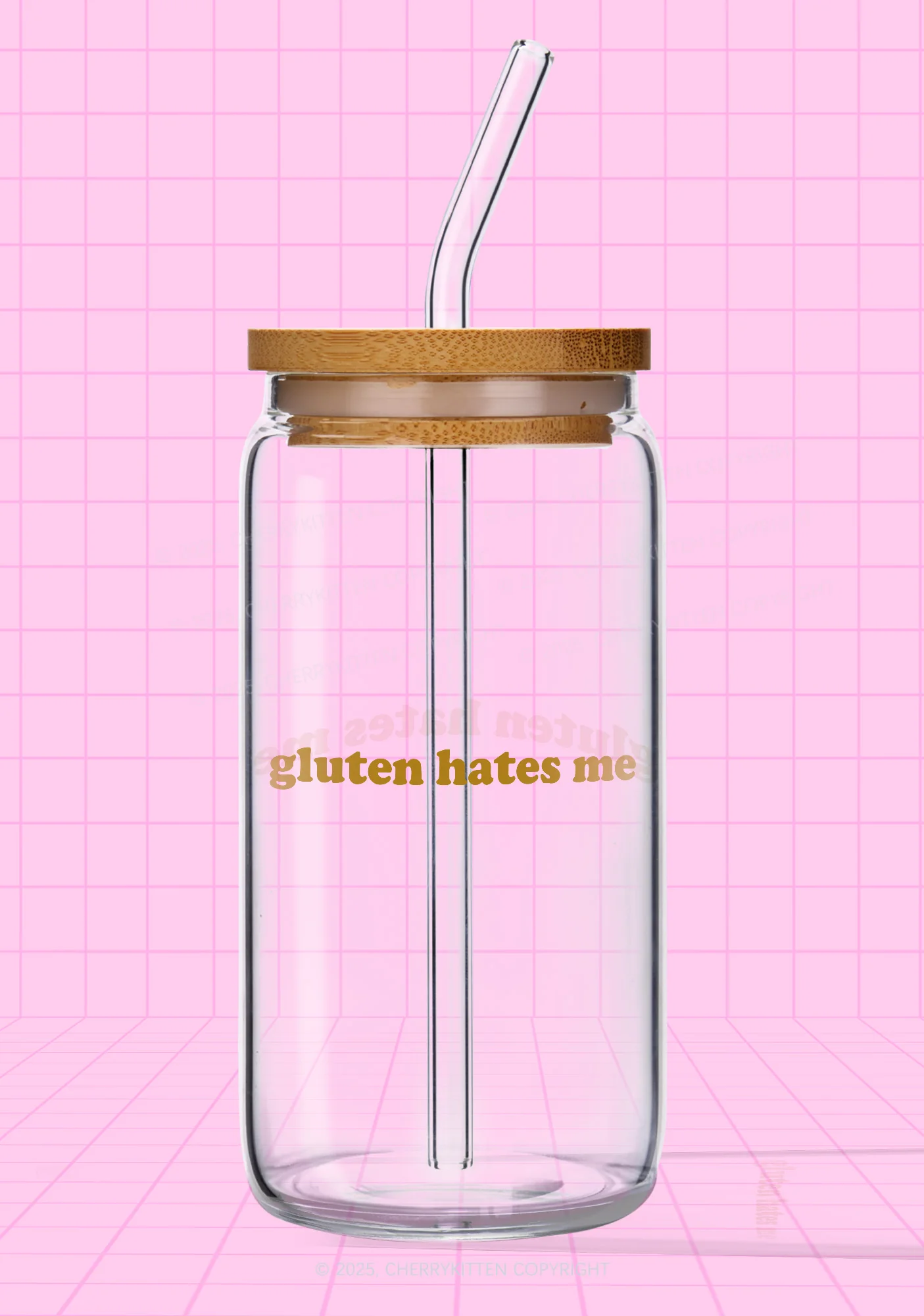 Gluten Hates Me Y2K Printed Glass Cup Cherrykitten