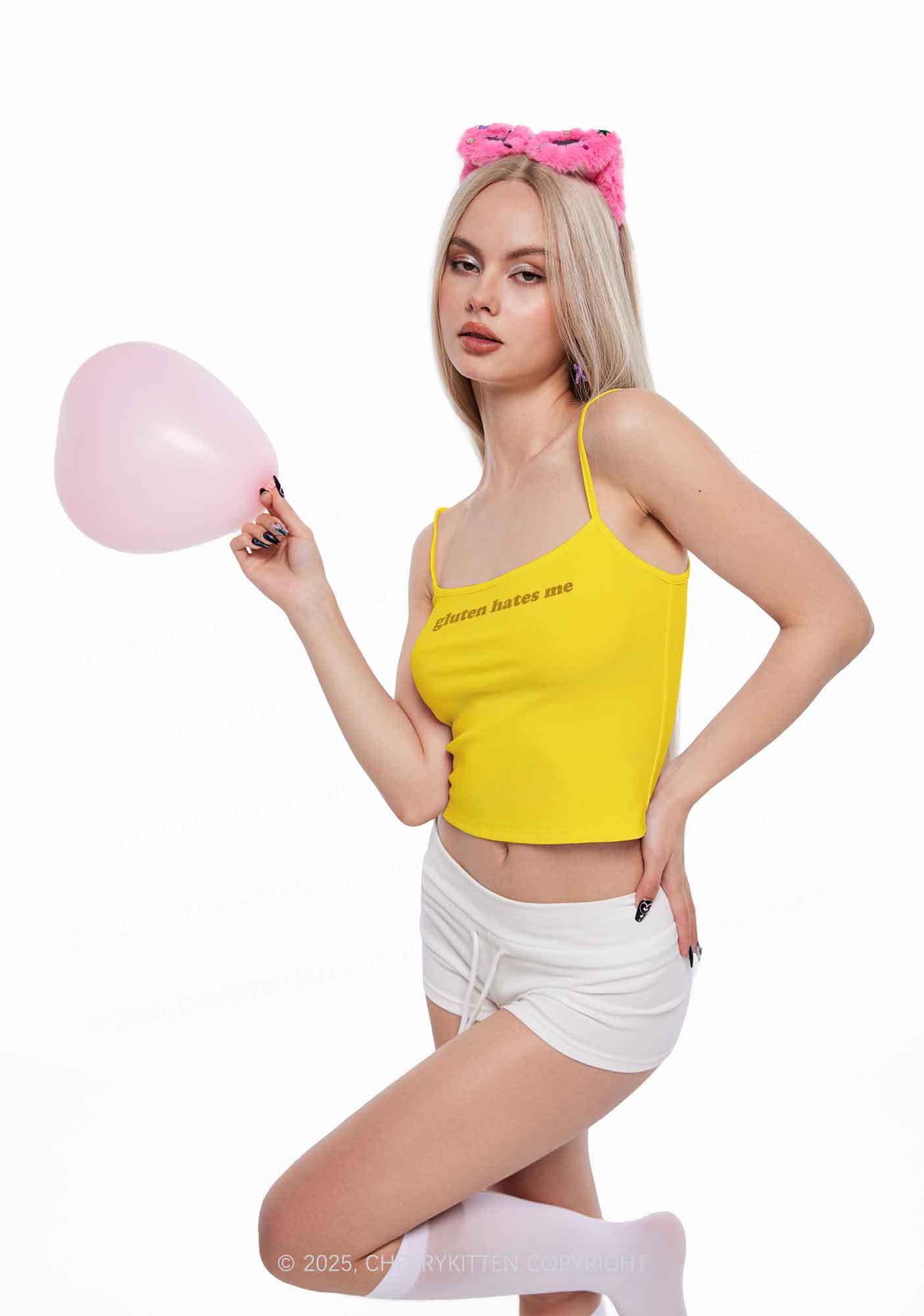 Gluten Hates Me Y2K Spaghetti Strap Cami Cherrykitten - Image 2