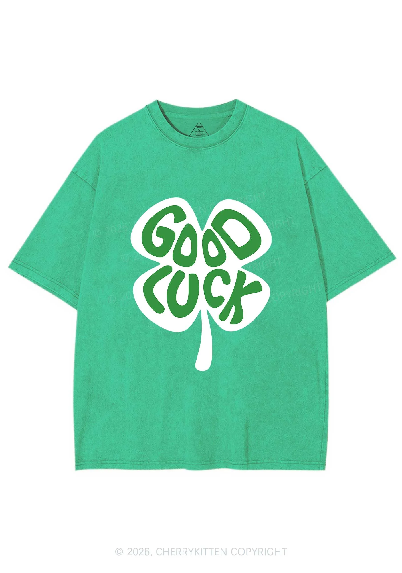 Good Luck St Patricks Y2K Washed Tee Cherrykitten