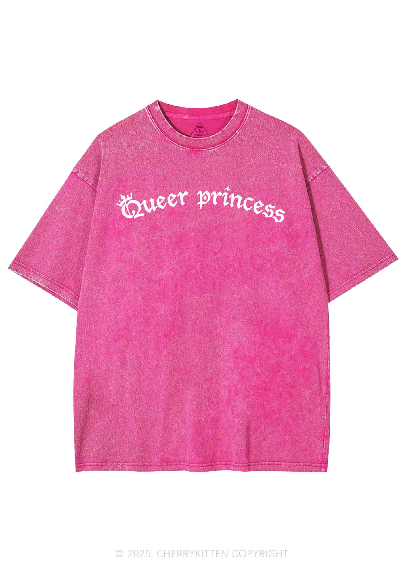Gothic Queer Princess Pride Y2K Shirts Washed Tee Cherrykitten - Image 3