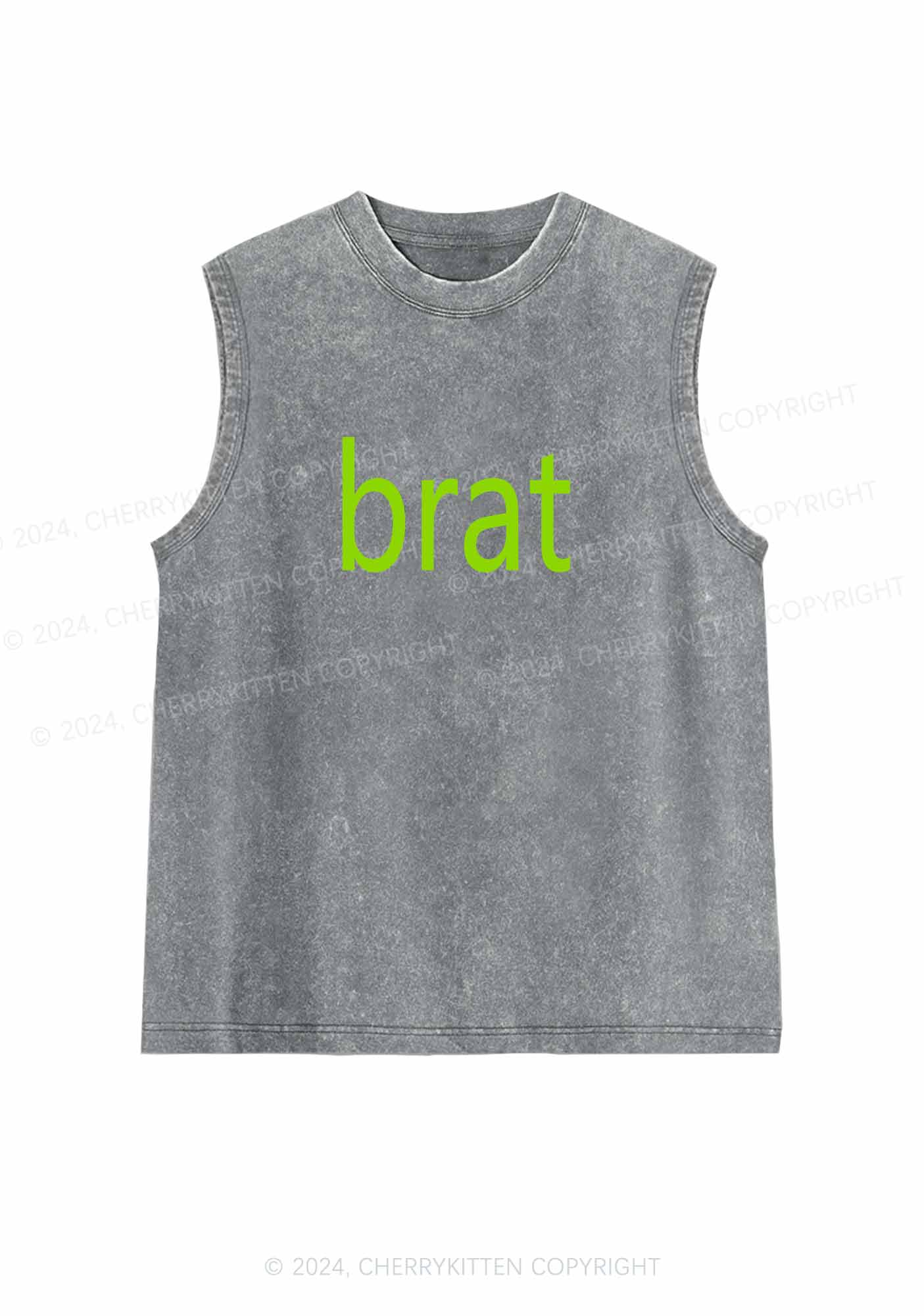 Green Brat Y2K Washed Tank Cherrykitten - Image 5