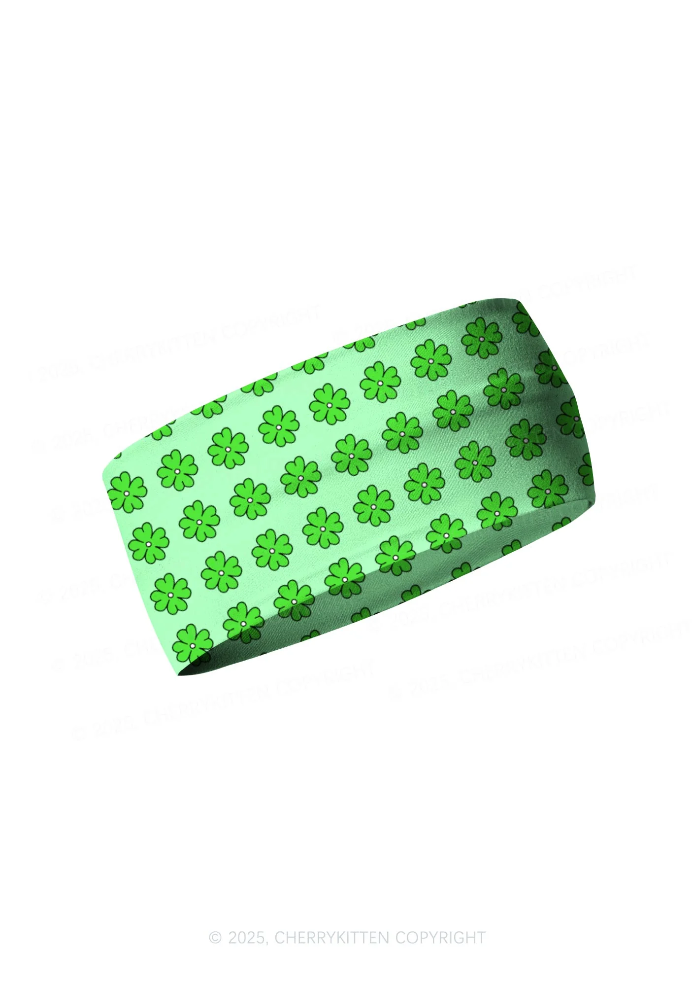 Green Clover Grid St Patricks Y2K Print Headband Cherrykitten