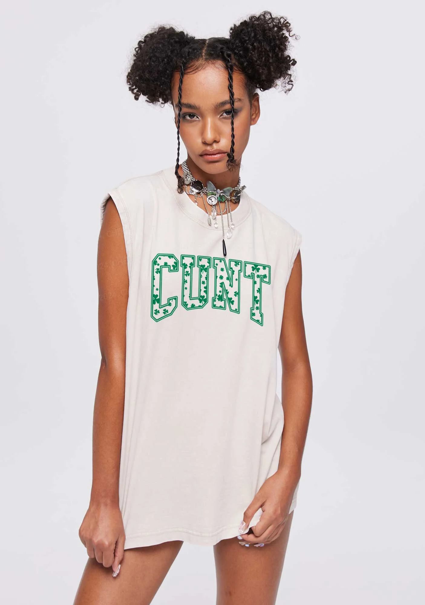 Green Cxxt St Patricks Y2K Washed Tank Cherrykitten - Image 2