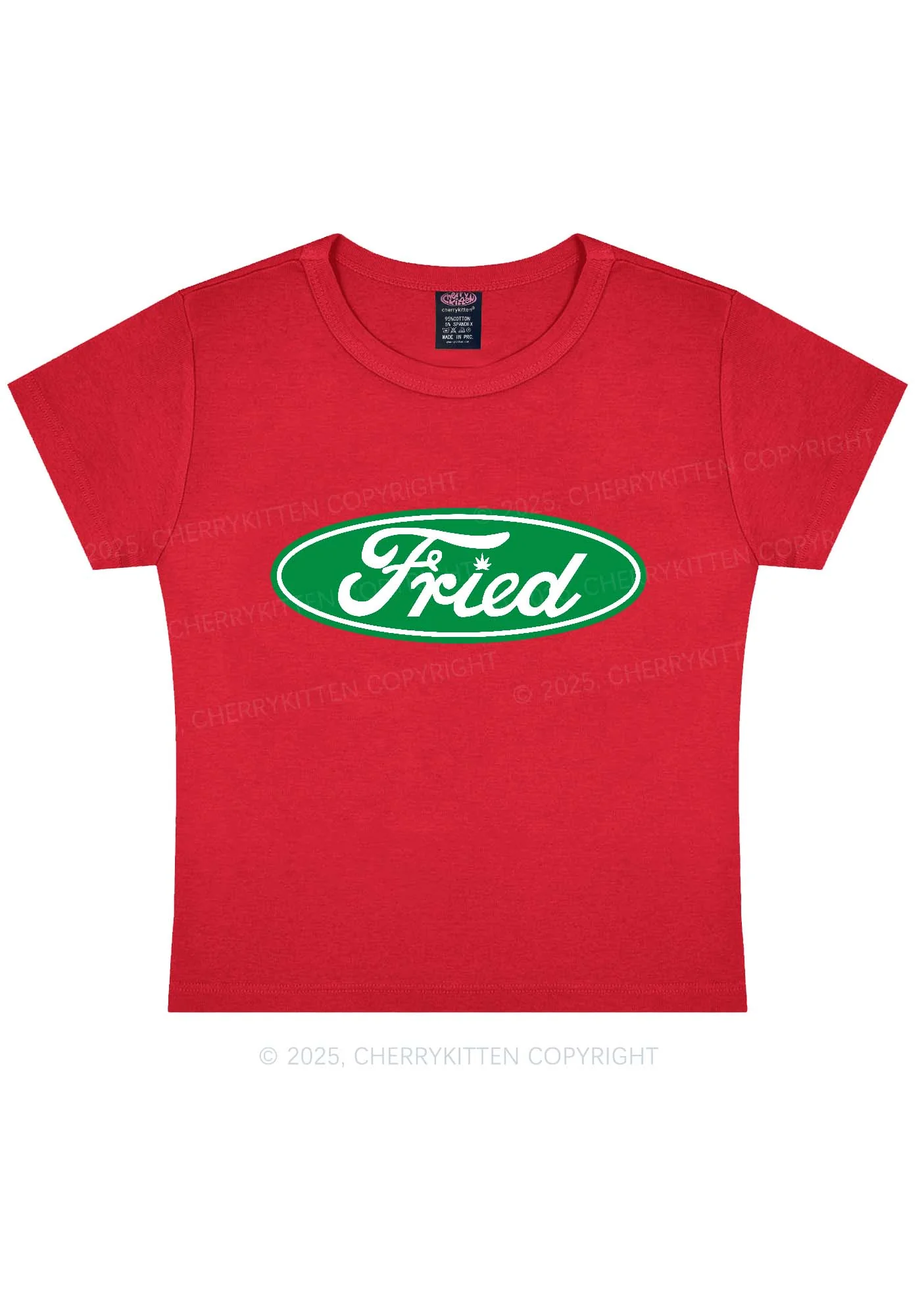 Green Fried Y2K Baby Tee Cherrykitten - Image 8