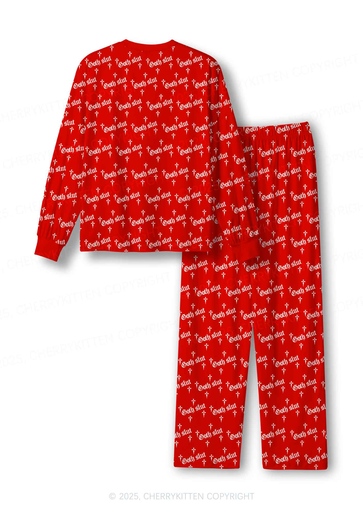 Halloween Goth Slxt Y2K Print Long Sleeve Pajama Set Cherrykitten - Image 3