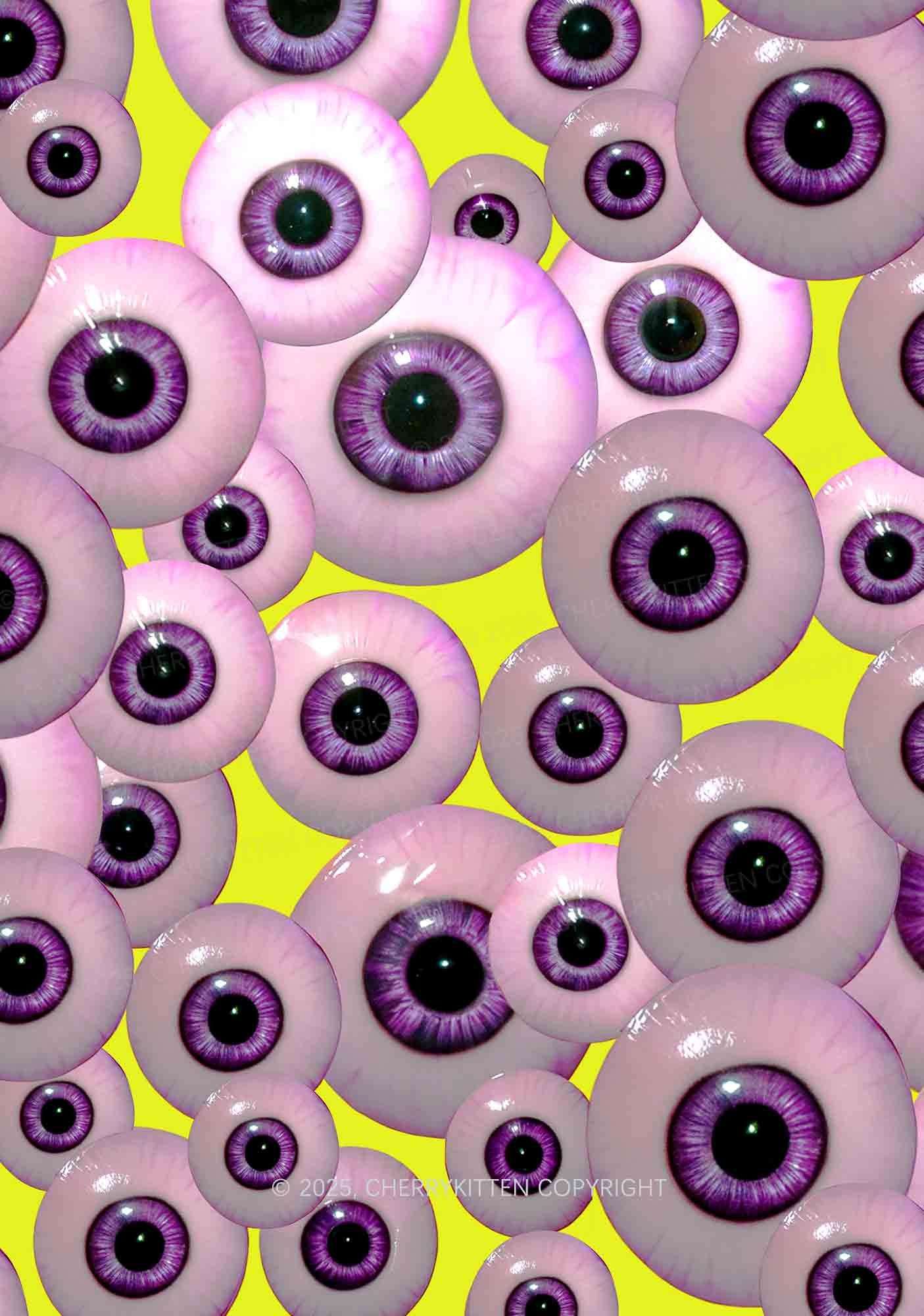 Halloween Purple Eyeballs Y2K Print Midi Skirt Cherrykitten - Image 2